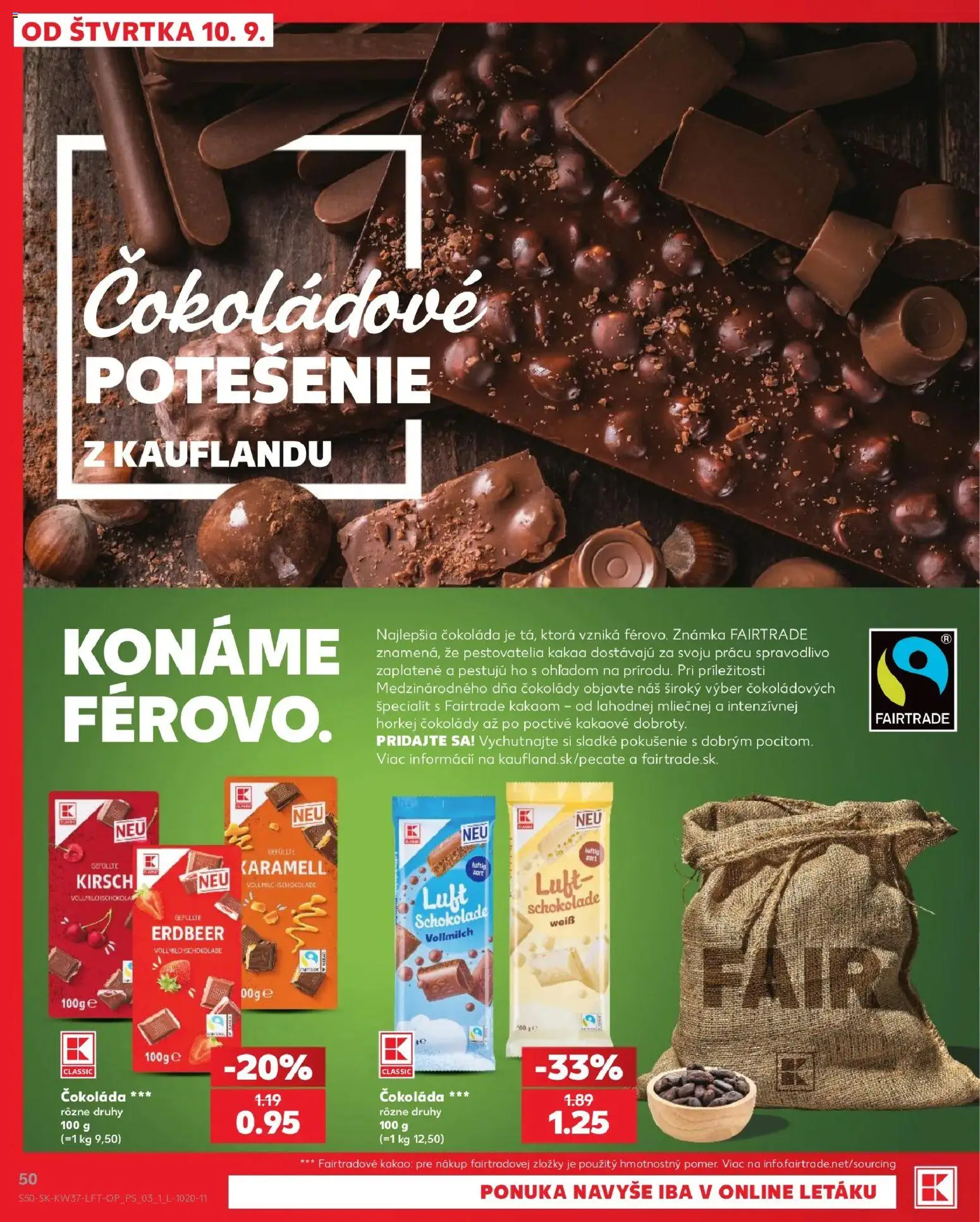 Nové Kaufland akcie – leták je platný od 10.09.2026 | Strana: 50 | Produkty: Čokoláda, Kakao