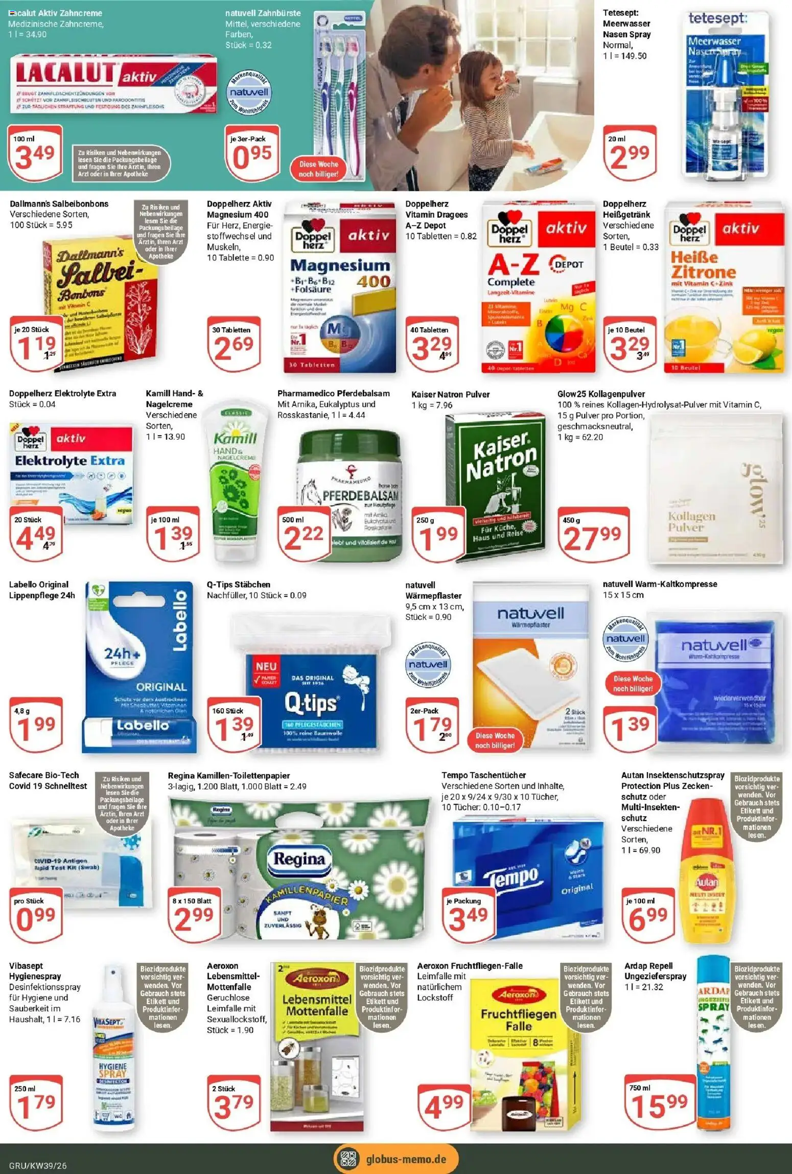 Globus Prospekt Grünstadt (ab 21.09.2026) » Angebote online | Seite: 24 | Produkte: Taschentücher, Zahnbürste, Tempo, Zitrone