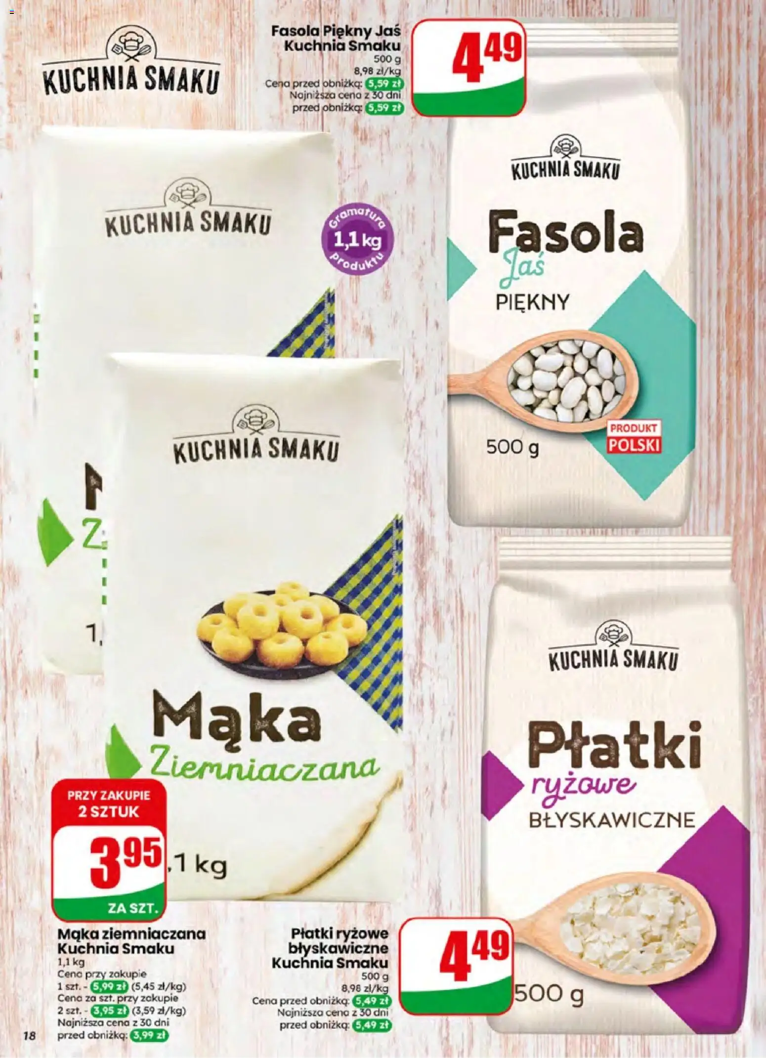 Dino gazetka od 01.07.2026 | Strona: 18 | Produkty: Płatki ryżowe, Mąka ziemniaczana, Fasola piękny jaś, Płatki