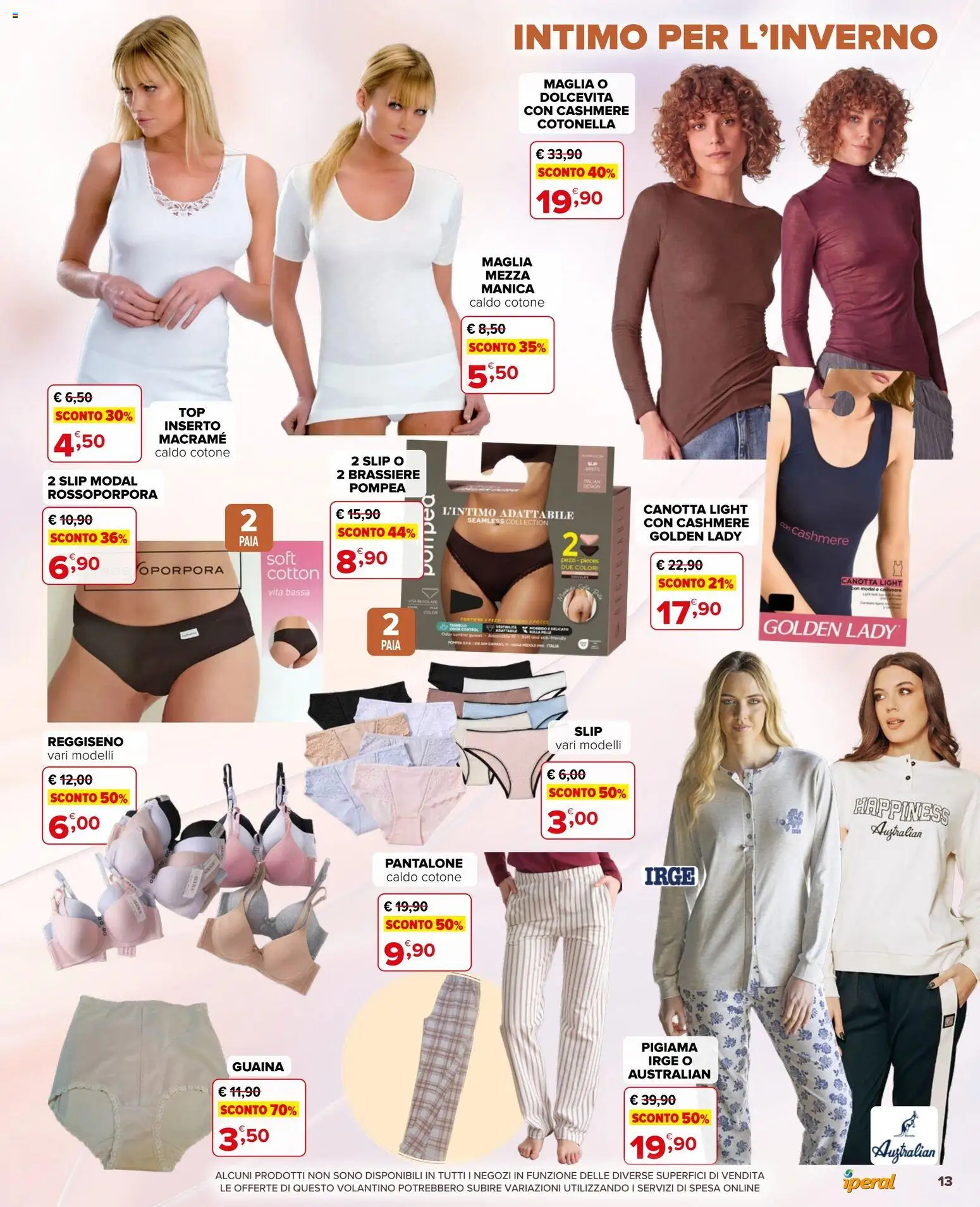 Volantino Iperal del 30/09/2026 | Pagina: 13 | Prodotti: Canotta, Reggiseno, Pigiama, Slip