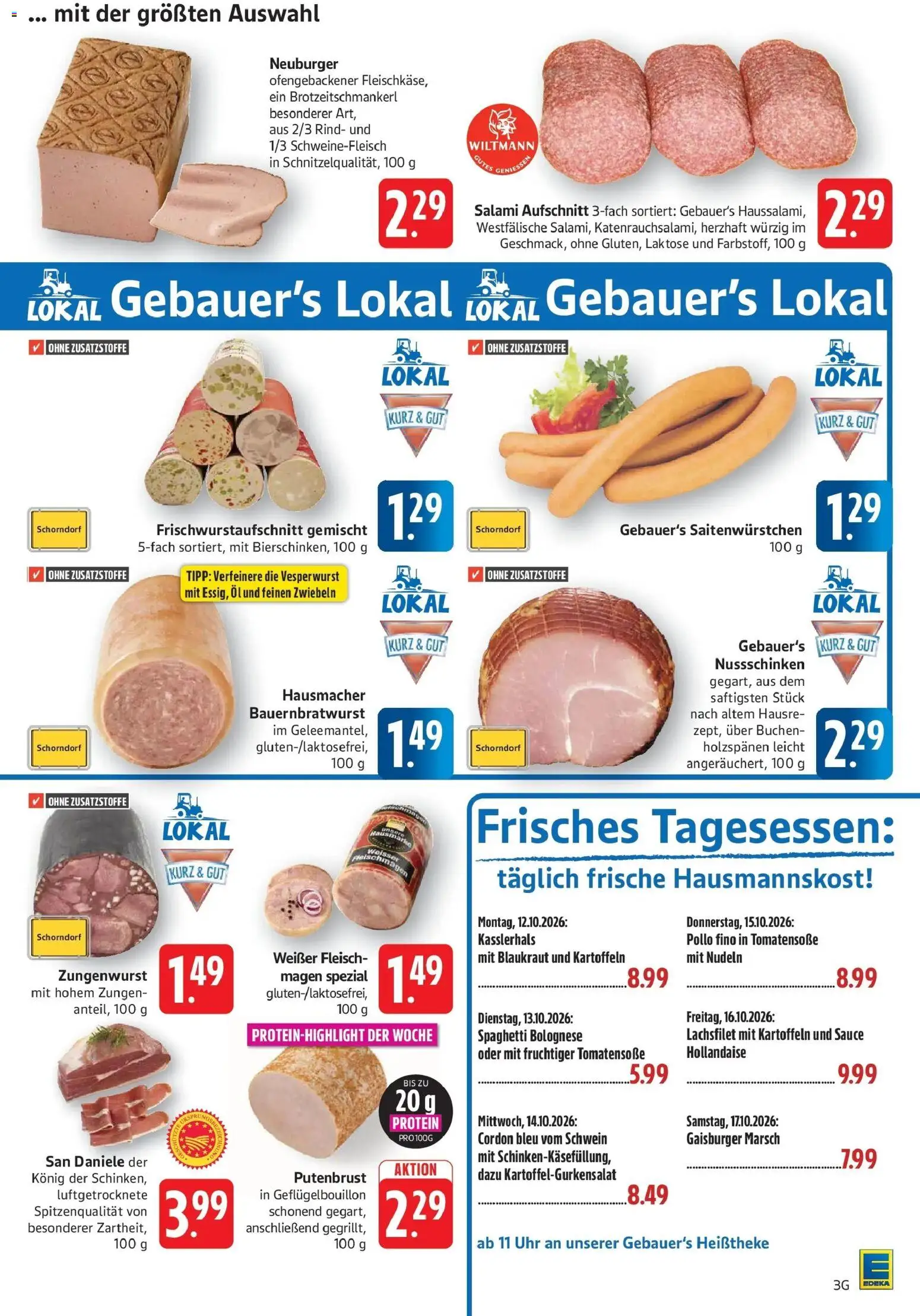 Edeka Prospekt Filderstadt-Bonlanden (ab 12.10.2026) » Angebote Online | Seite: 3 | Produkte: Putenbrust, Öl, Zwiebeln, Salami