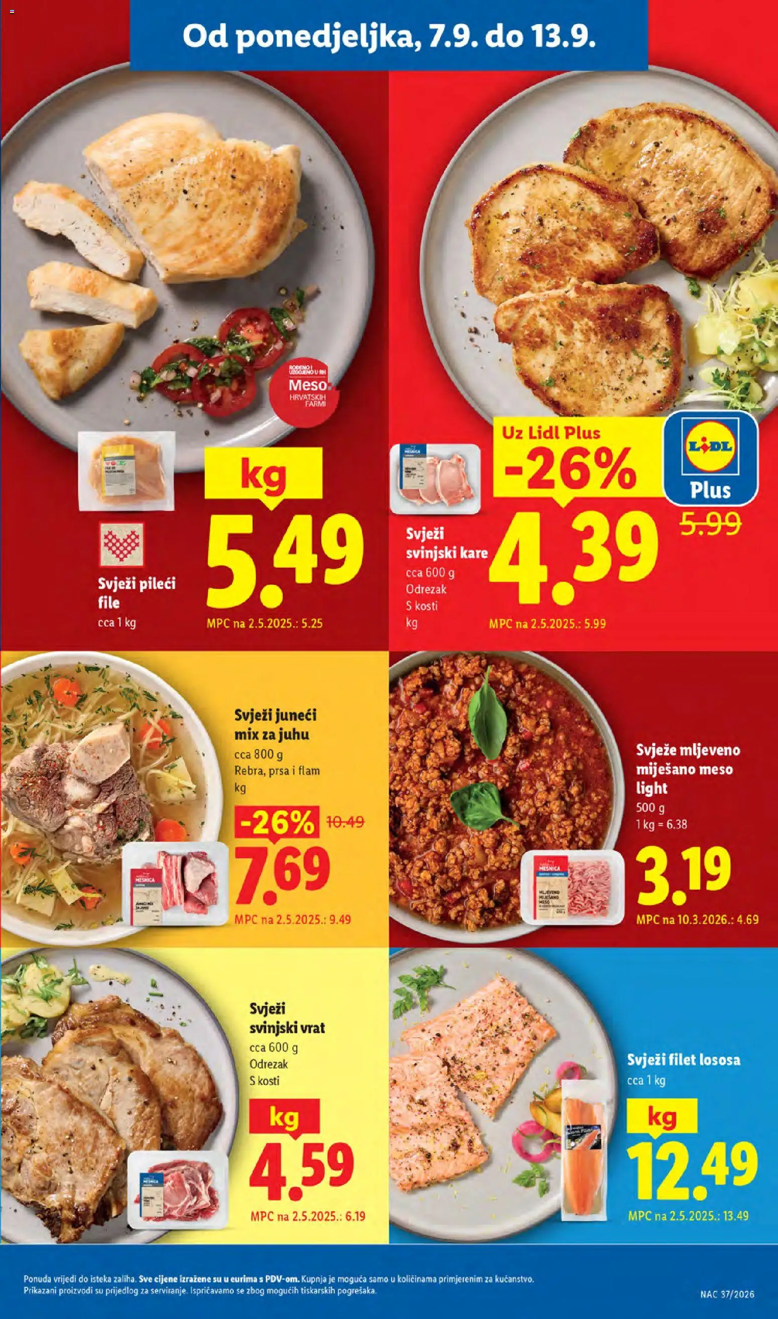 Lidl katalog | vrijedi od 07.09.2026 | Stranica: 7 | Proizvodi: File, Odrezak, Svinjski kare, Juneci mix za juhu