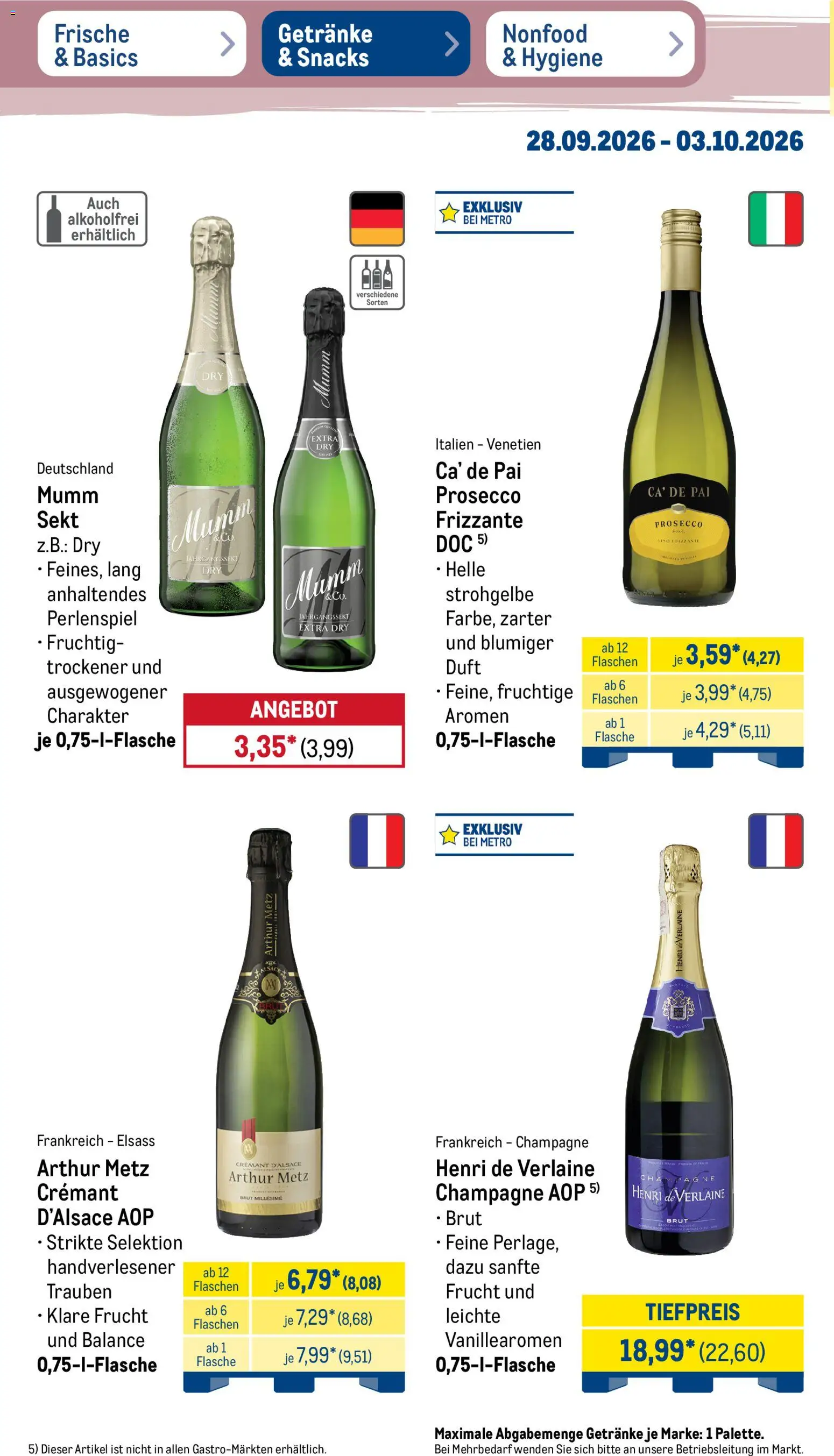 Metro Prospekt – gültig ab 28.09.2026 | Seite: 32 | Produkte: Trauben, Sekt, Duft, Prosecco