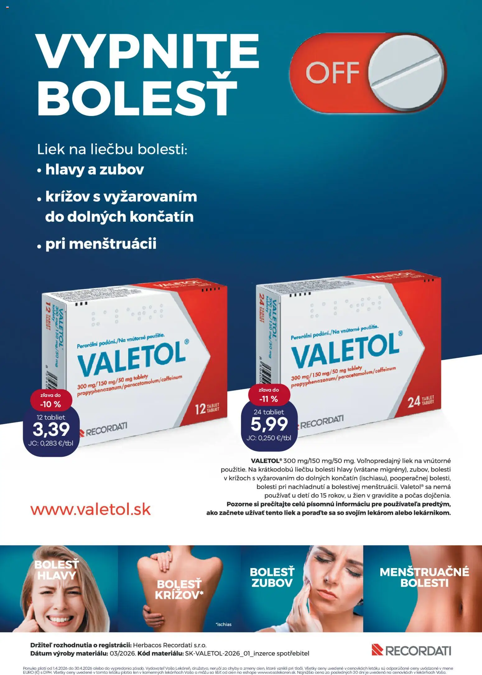 Nové Vaša lekáreň akcie – leták je platný od 01.04.2026 | Strana: 16 | Produkty: Tablet