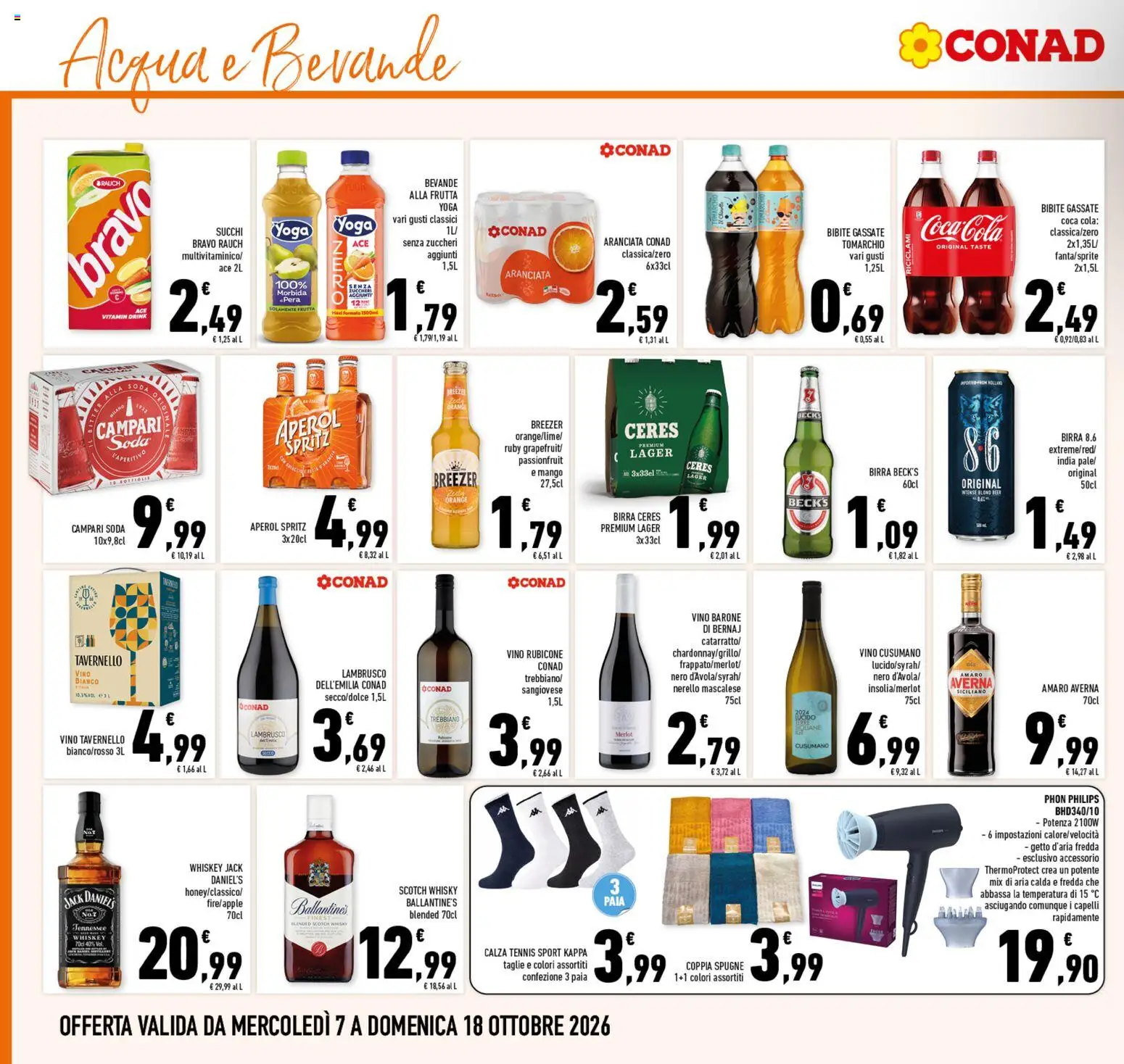 Volantino Conad del 07/10/2026 | Pagina: 18 | Prodotti: Birra Beck's, Whisky, Ballantine’s, Lambrusco