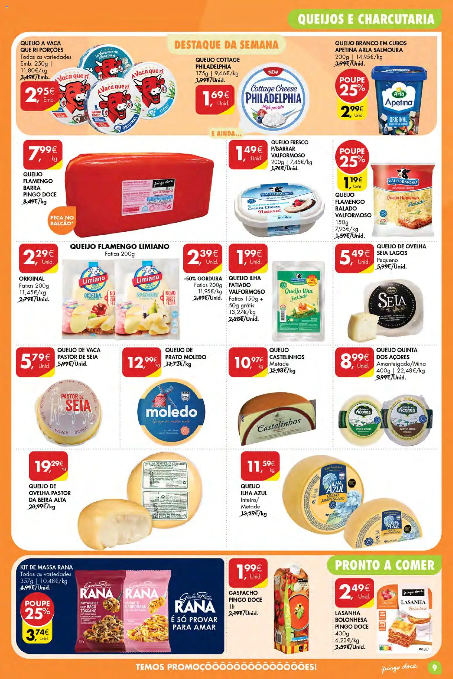 Pingo Doce Poupe Esta Semana Açores │ válido de 06/08/2026 | Página: 9 | Produtos: Queijo cottage, Queijo branco, Lasanha, Massa