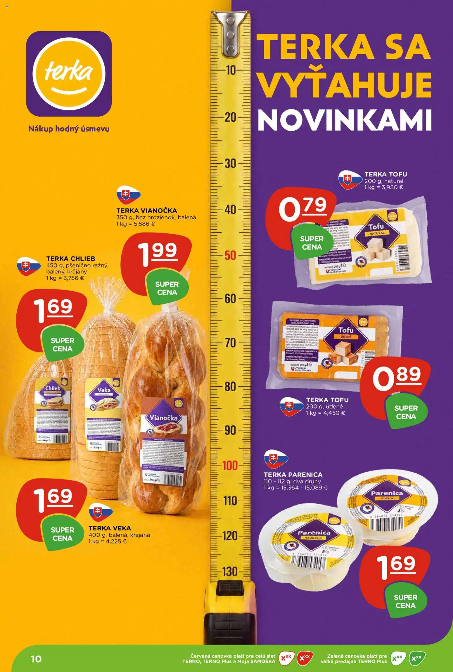 Nové Terno akcie – leták je platný od 17.09.2026 | Strana: 10 | Produkty: Veka, Chlieb, Vianočka, Tofu