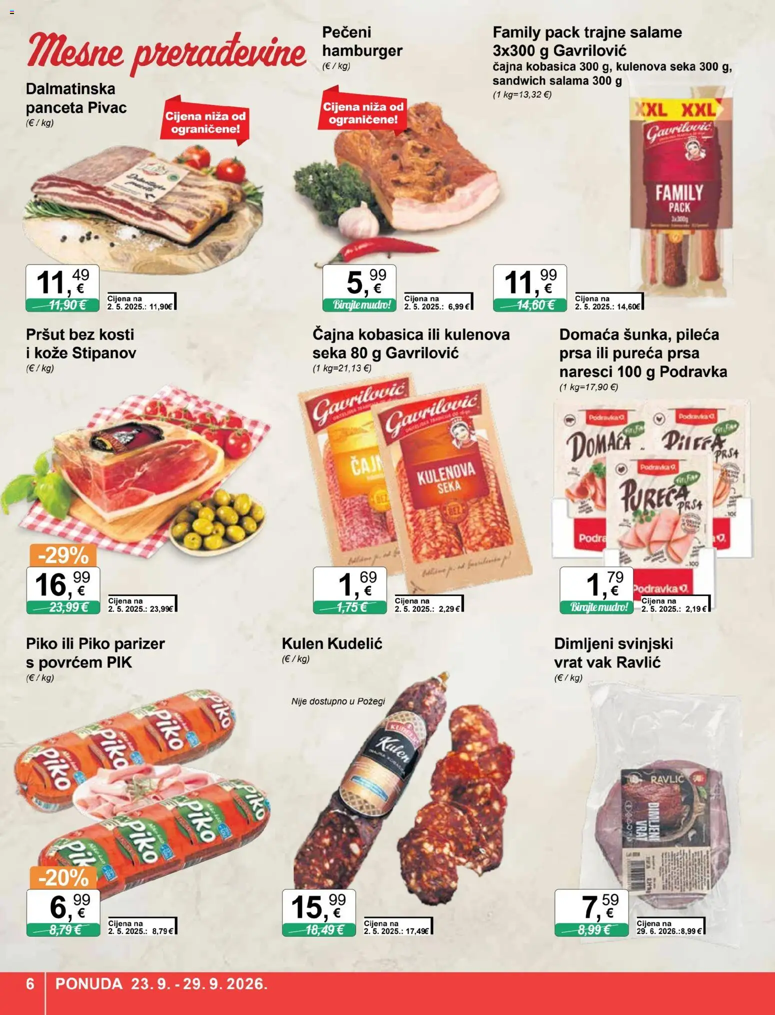 KTC katalog | vrijedi od 23.09.2026 | Stranica: 6 | Proizvodi: Sandwich, Kobasica, Hamburger, Čajna kobasica