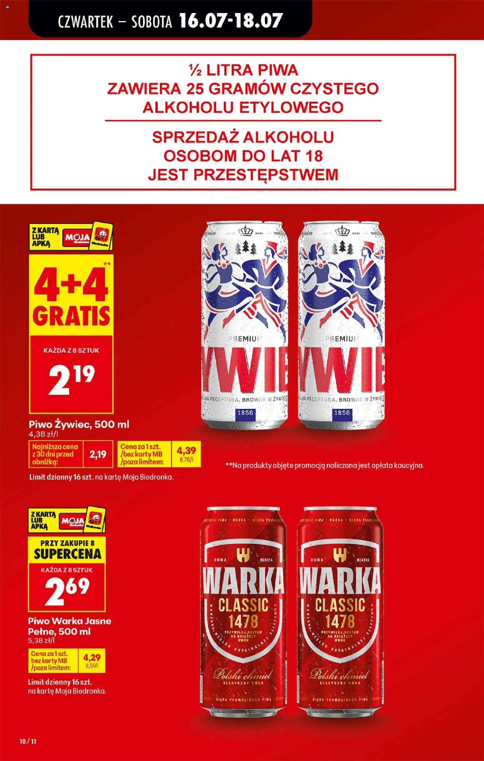 Biedronka gazetka od czwartku od 16.07.2026 | Strona: 12 | Produkty: Karta, Warka, Piwo Warka, Piwo