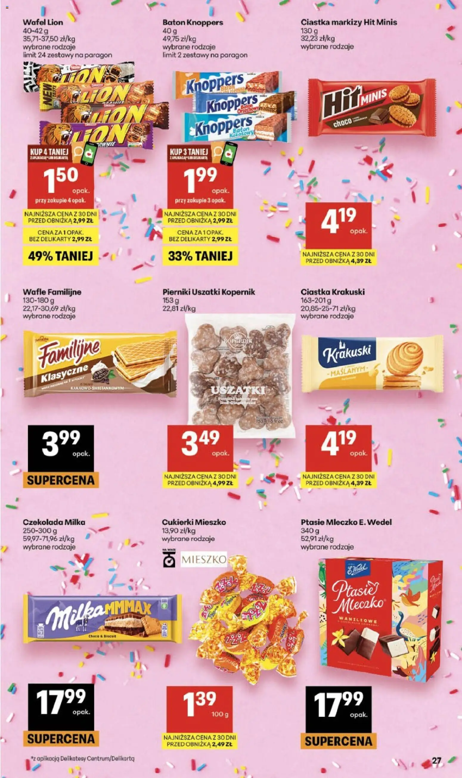 Delikatesy Centrum gazetka od 18.06.2026 | Strona: 27 | Produkty: Pierniki, Wafle, Czekolada milka, Delikatesy