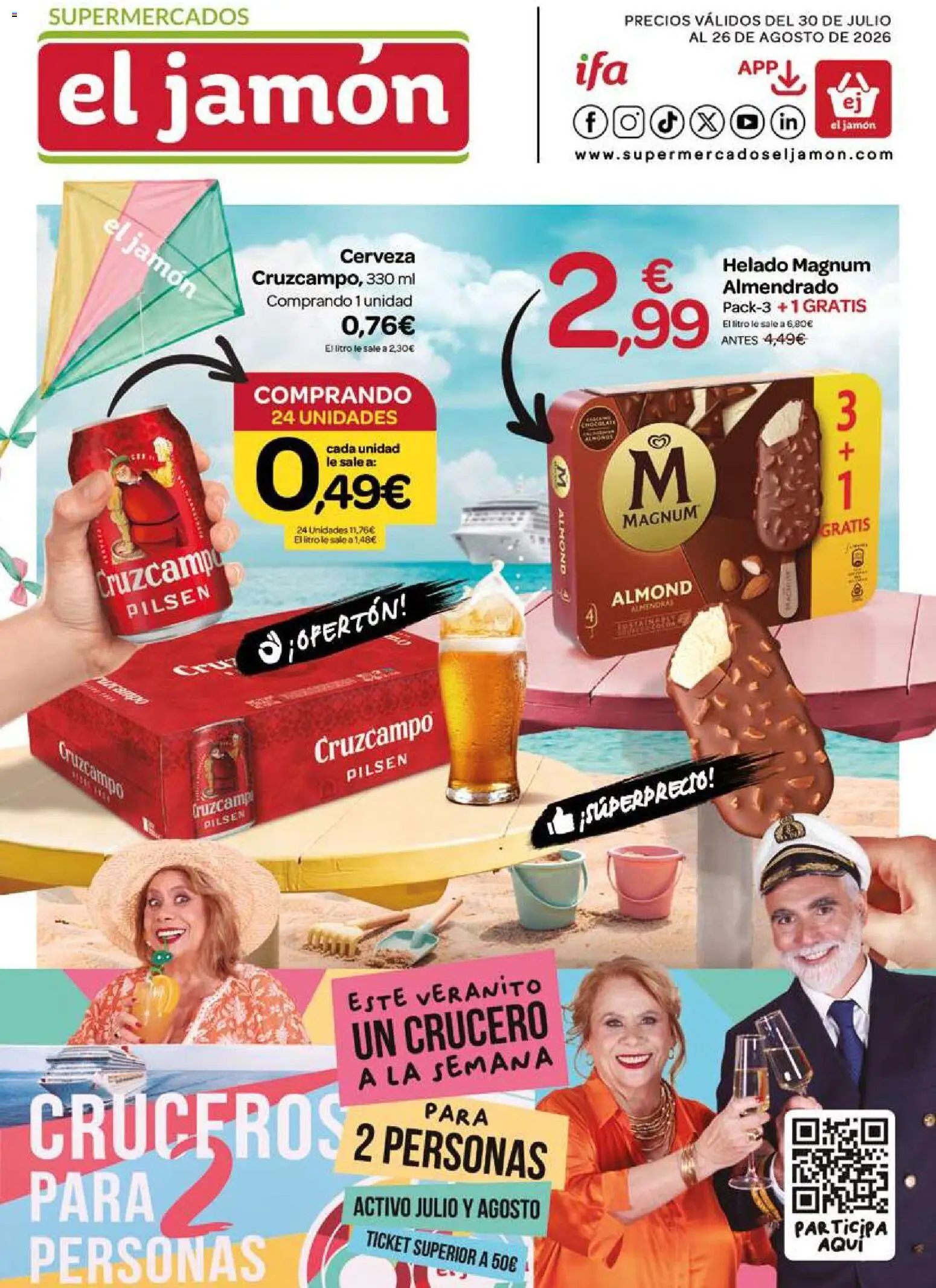 Supermercados El Jamón folleto │ válido desde el 30/07/2026 | Página: 1 | Productos: Jamón, Cerveza, Helado
