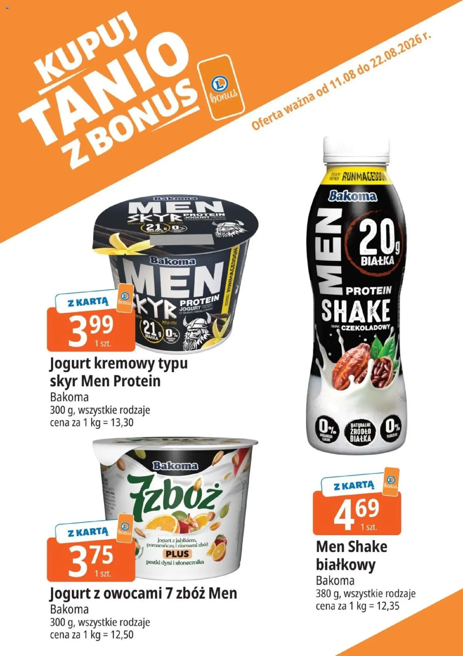 E.Leclerc gazetka - Kupuj Tanio Z Bonus od 11.08.2026 | Strona: 12 | Produkty: Karta, Jogurt, Pestki dyni, Jogurt kremowy