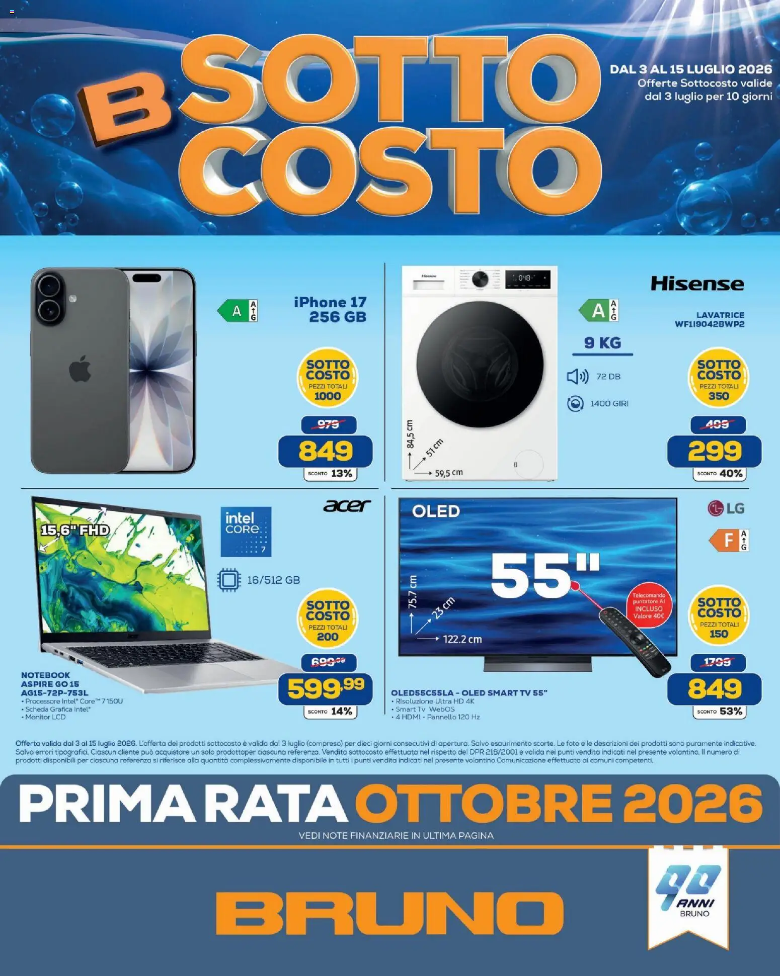 Volantino BRUNO del 03/07/2026 | Pagina: 1 | Prodotti: Notebook, Iphone, Telecomando, TV