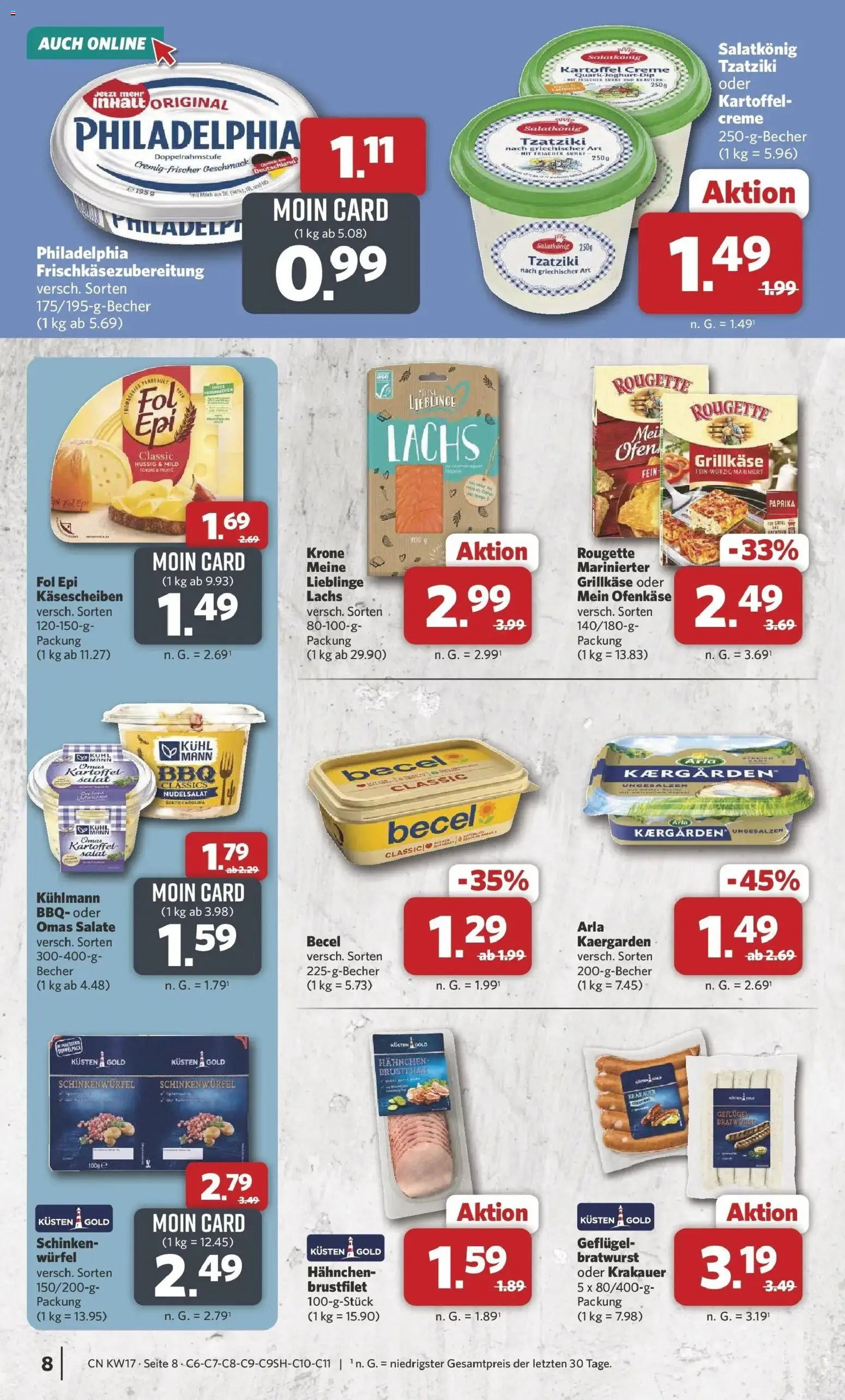 Combi Prospekt Detmold – gültig ab 20.04.2026 | Seite: 8 | Produkte: Grill, Quark, Becel, Creme