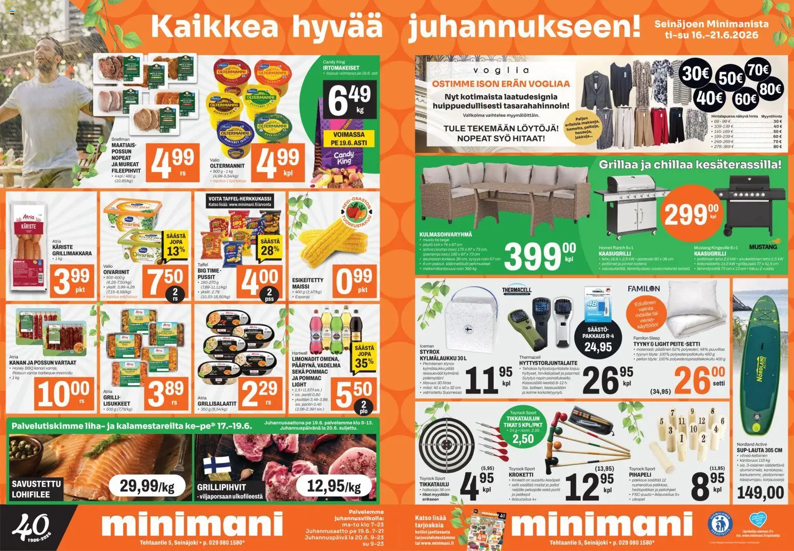 Minimani tarjoukset - Seinäjoki – voimassa 16.06.2026 alkaen | Sivu: 1 | Tuotteet: Vadelma, Vartaat, Kroketti, Tikat