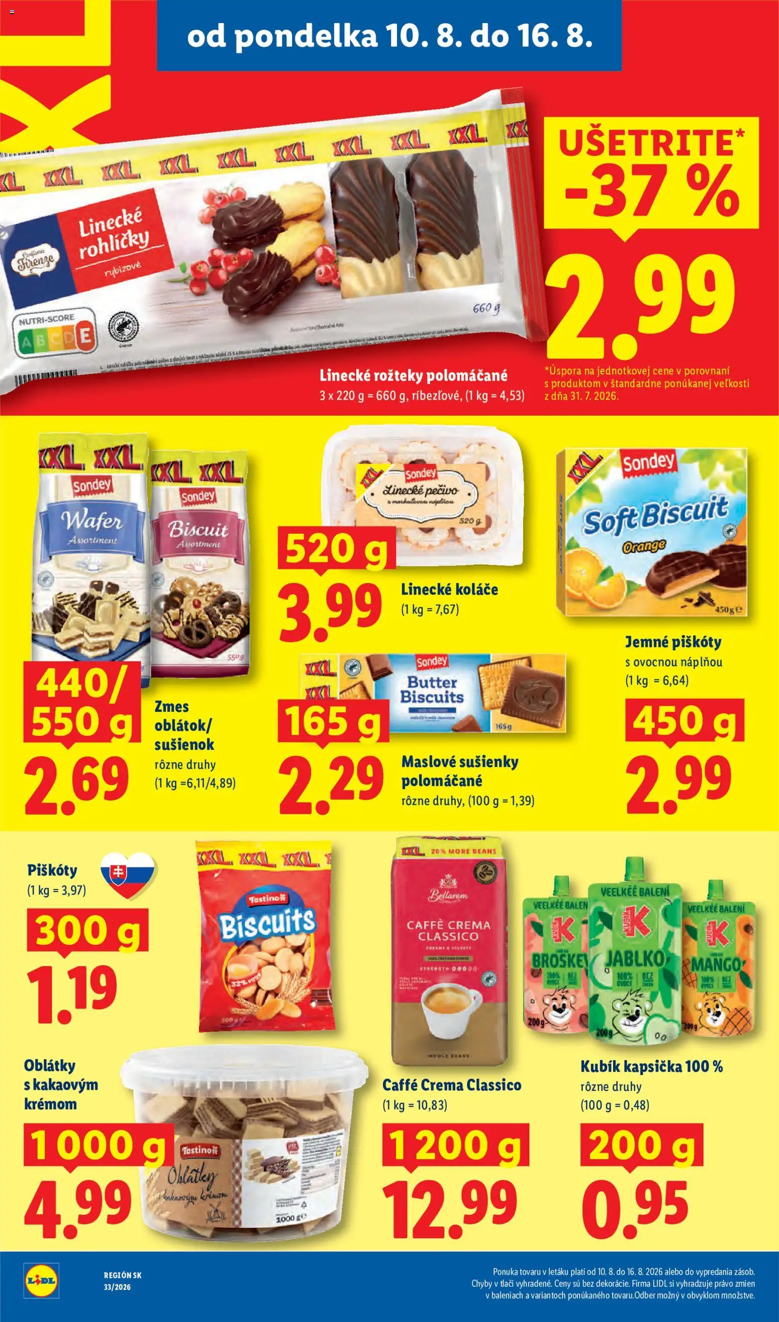 Nové Lidl akcie – leták je platný od 10.08.2026 | Strana: 30 | Produkty: Sušienky, Oblátky, Maslove sušienky, Pečivo