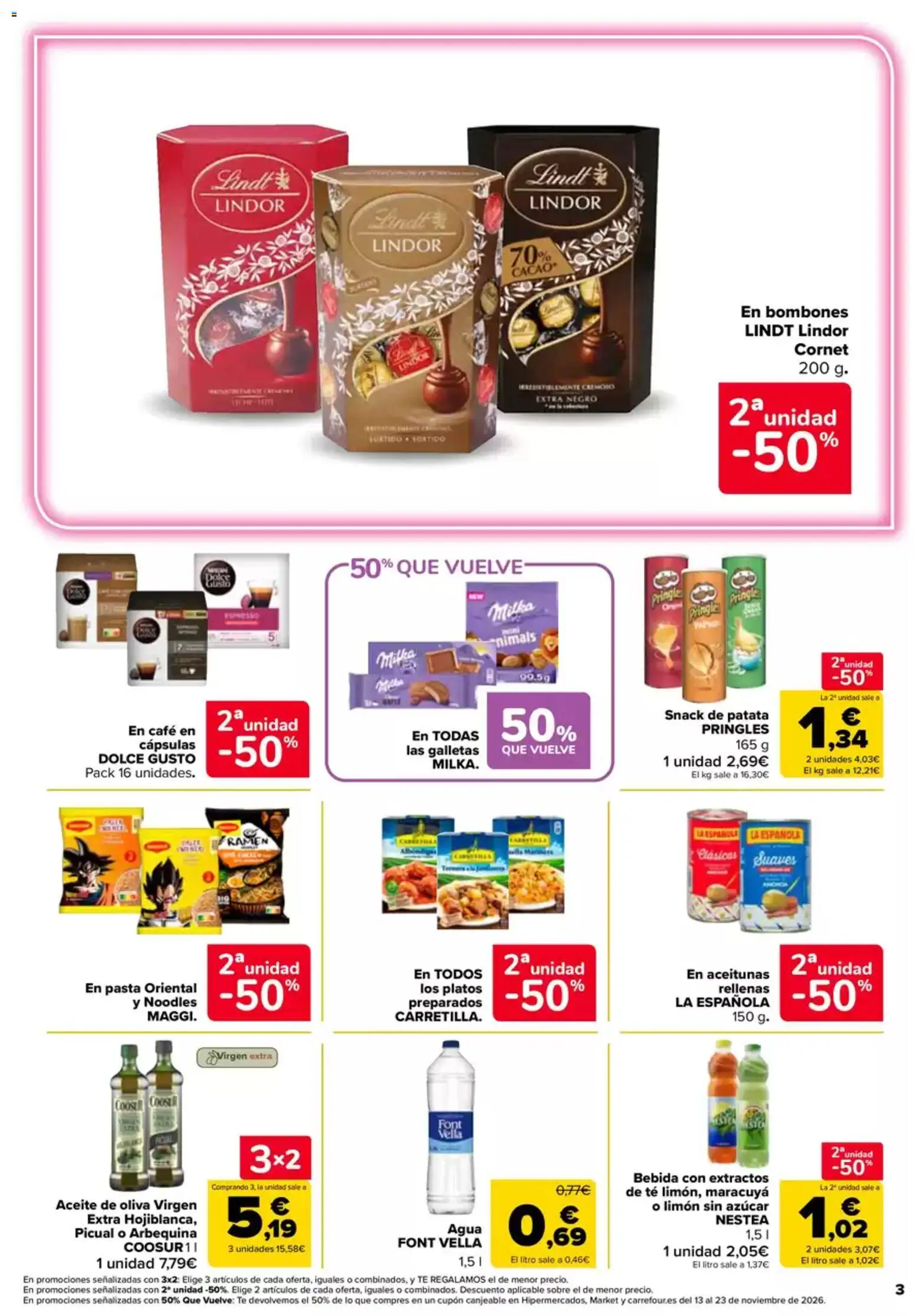 Carrefour Express folleto │ válido desde el 27/10/2026 | Página: 3 | Productos: Aceitunas, Lindor, Lindt, Azúcar