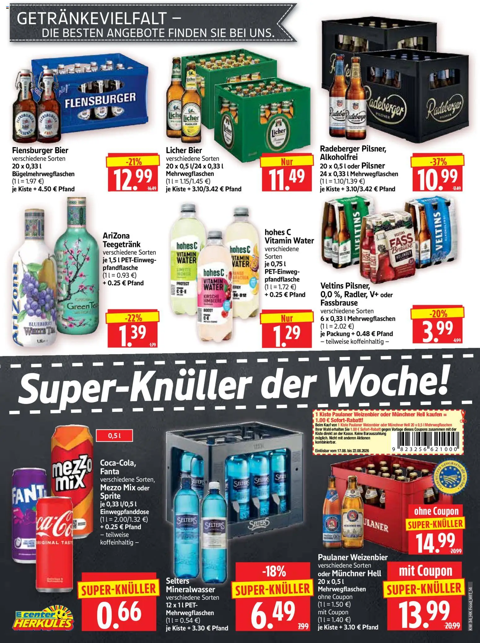HERKULES Prospekt – gültig ab 17.08.2026 | Seite: 14 | Produkte: Mezzo mix, Fanta, Sprite, Himbeere
