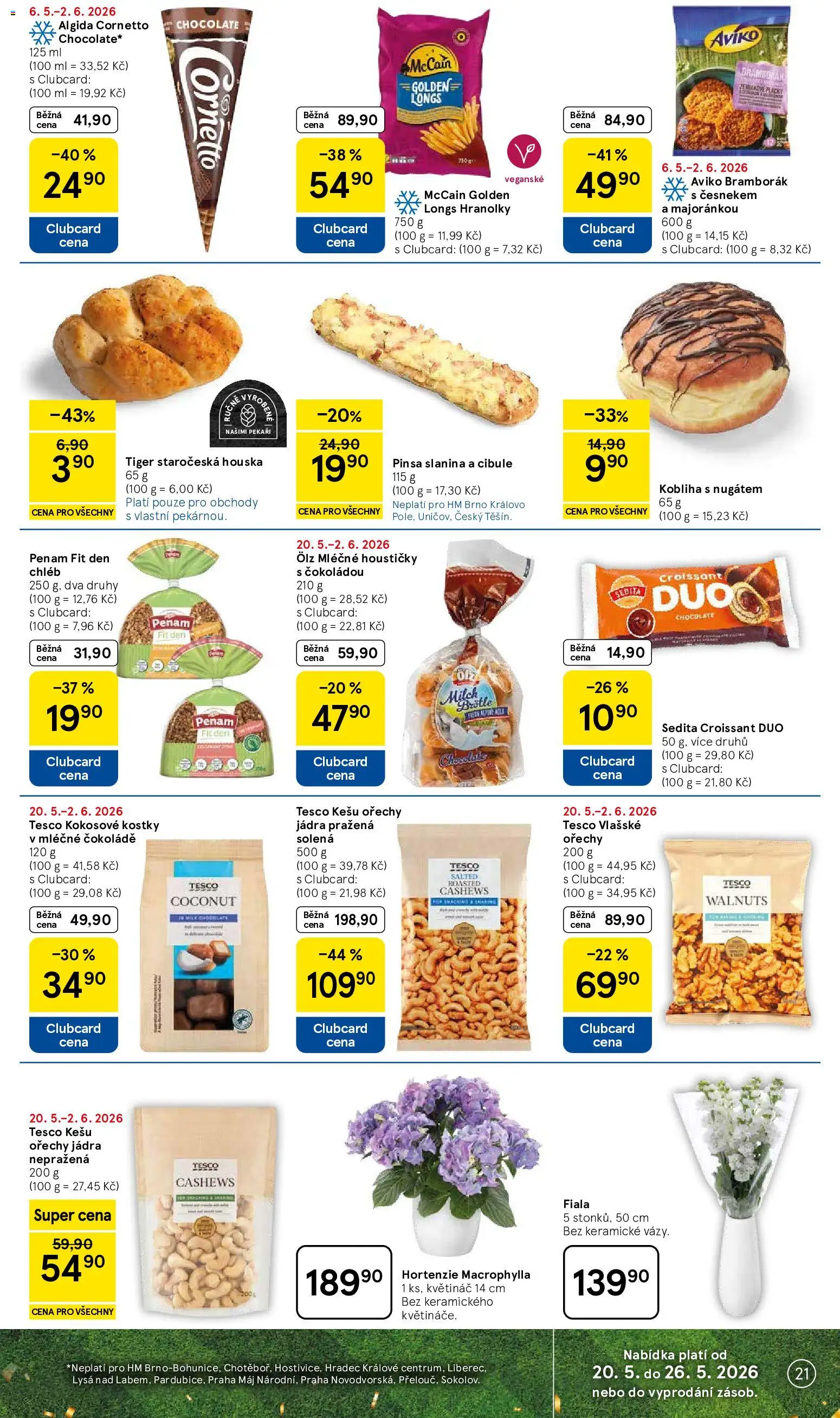 Tesco leták - Hypermarket od 20.05.2026 | Strana: 21 | Produkty: Donut, Ořechy, Vlašské ořechy, Květináč