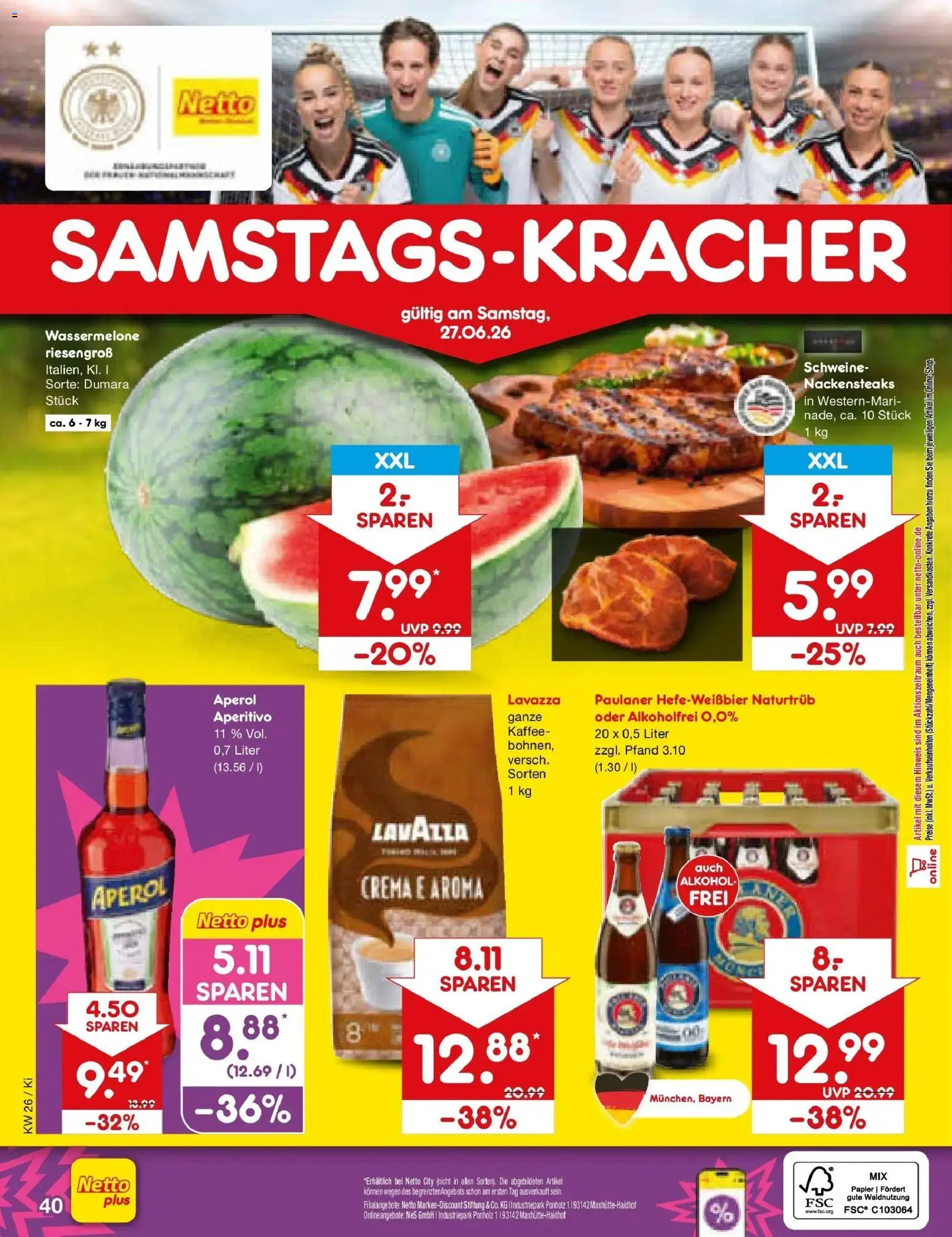 Netto Marken-Discount Prospekt Oberhaid – gültig ab 21.06.2026 | Seite: 52 | Produkte: Nackensteaks, Lavazza, Kaffee, Wassermelone