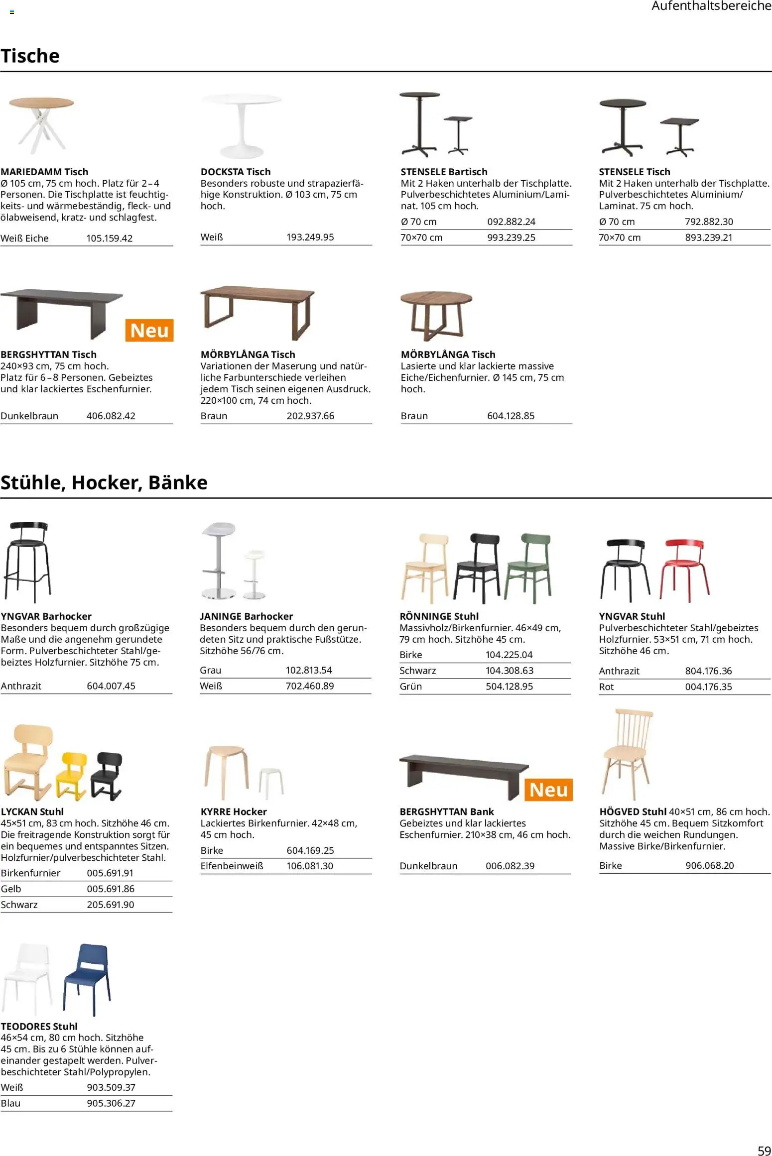 Ikea Büroeinrichtung – gültig ab 01.04.2026 | Seite: 59 | Produkte: Bartisch, Barhocker, Tisch, Stuhl