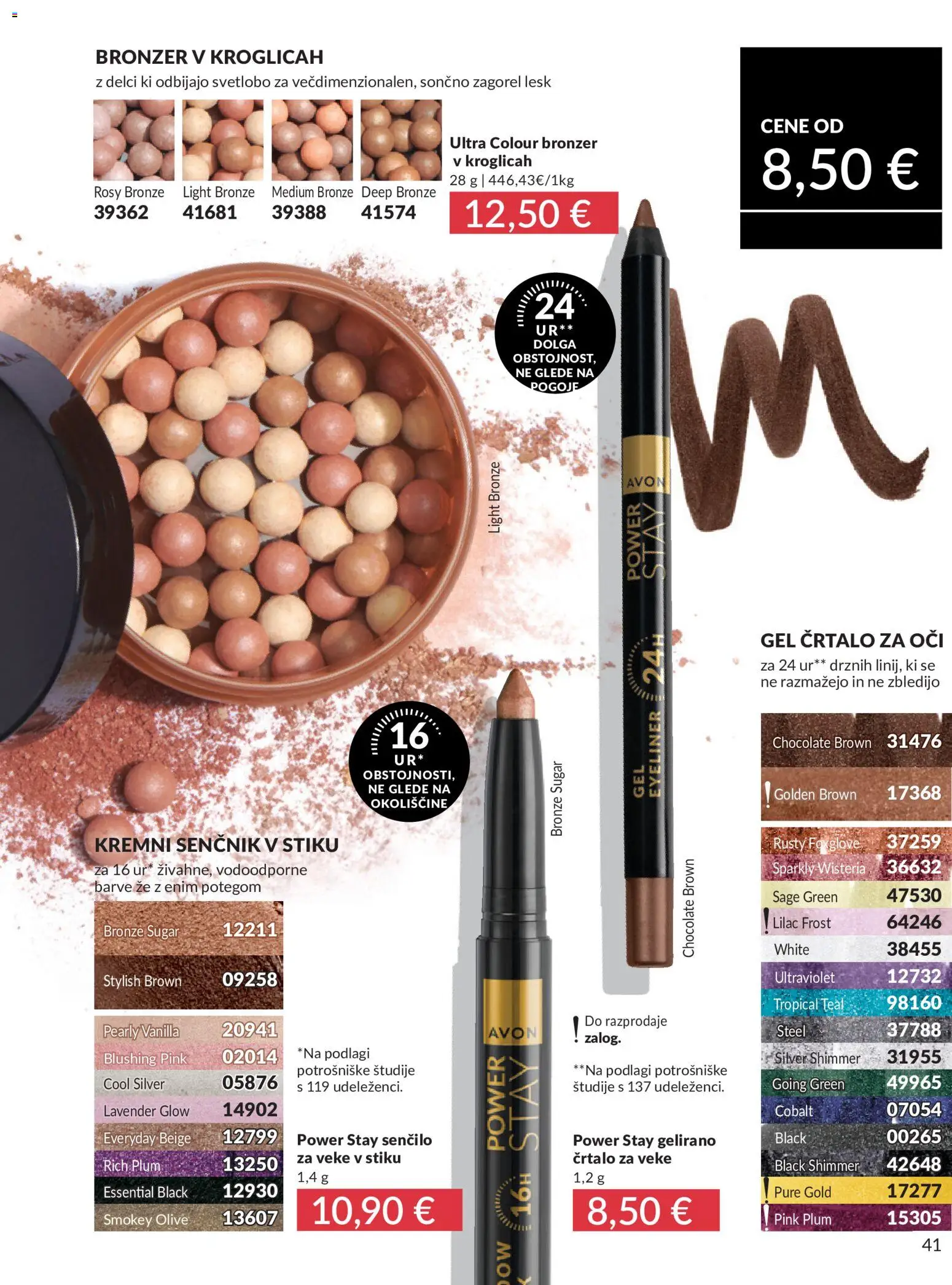 Novi Avon katalog ponudbe – veljaven od 01.08.2026 | Stran: 41 | Izdelki: Senčnik, Bronzer, Crtalo za oci, Olive