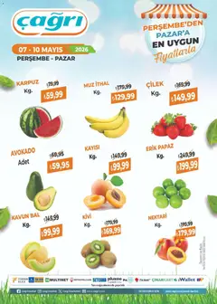 07.05.2026 tarihinden itibaren geçerli olan Çağrı Market kataloğu önizlemesi | Sayfa: 2 | Ürünler: Erik, Avokado, Kayısı, Karpuz