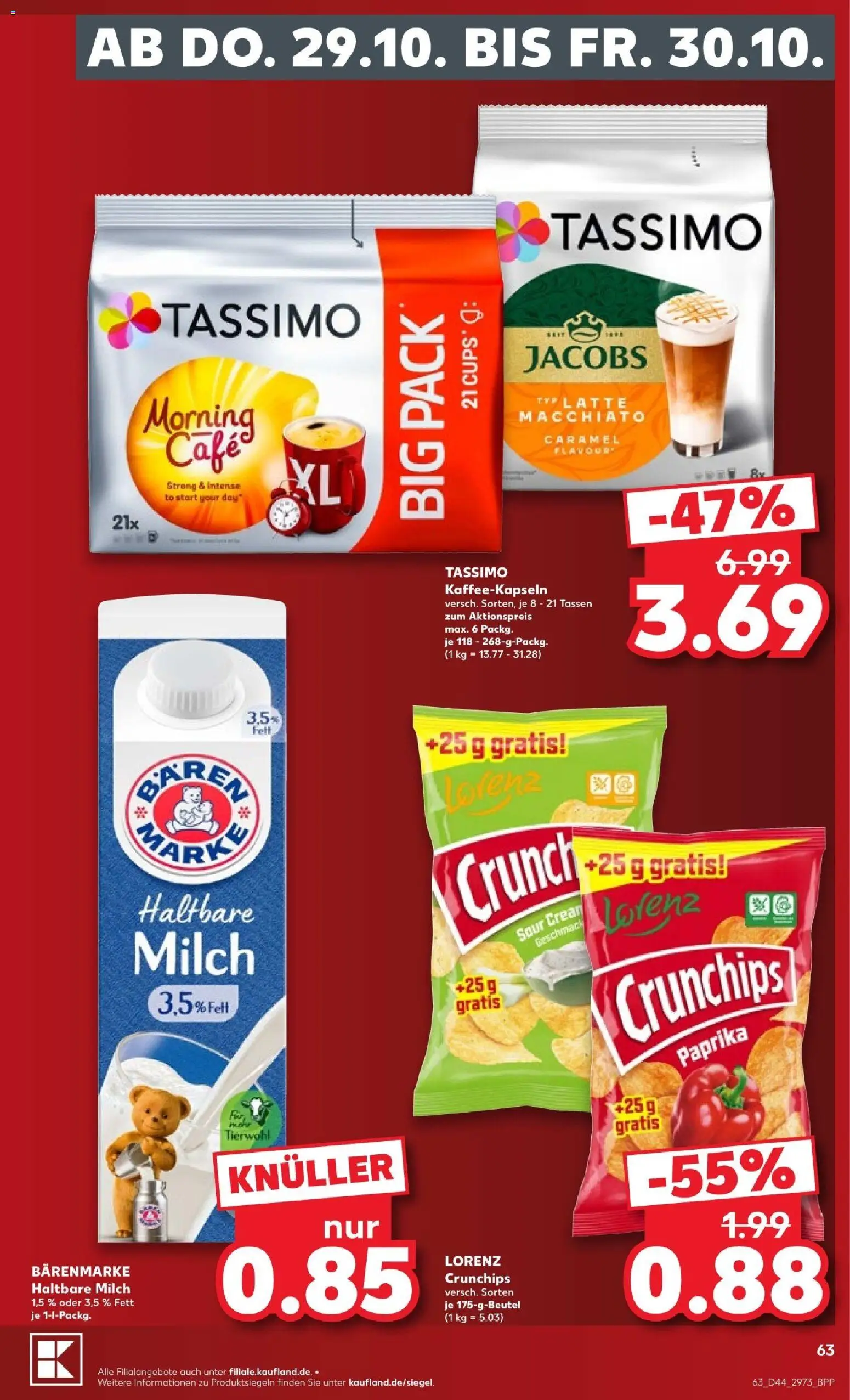Kaufland Prospekt Zeitz – gültig ab 26.10.2026 | Seite: 63 | Produkte: Milch, Haltbare milch, Paprika, Tassimo