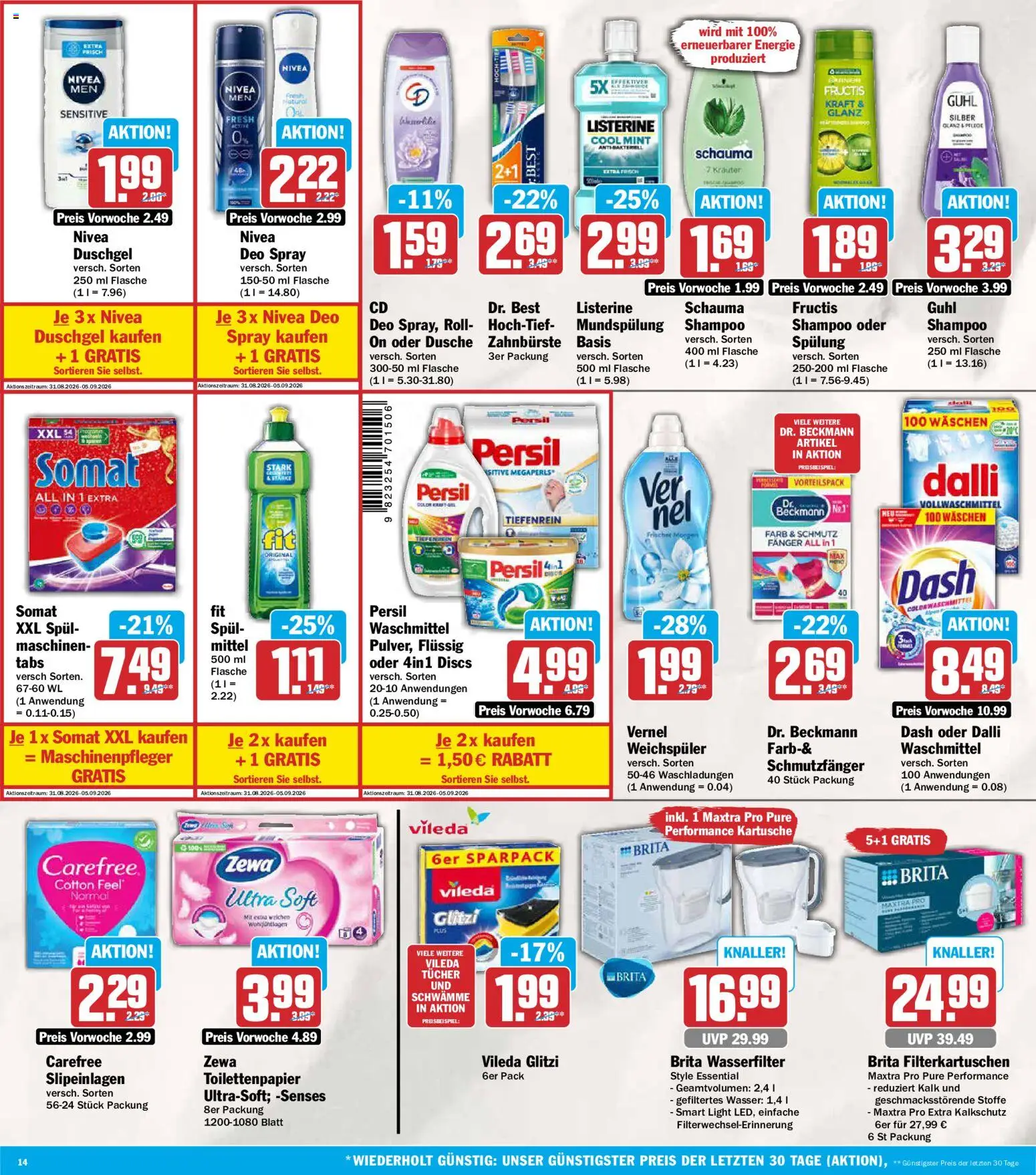 AEZ Prospekt – gültig ab 31.08.2026 | Seite: 14 | Produkte: Dusche, Spülung, Wasser, Weichspüler