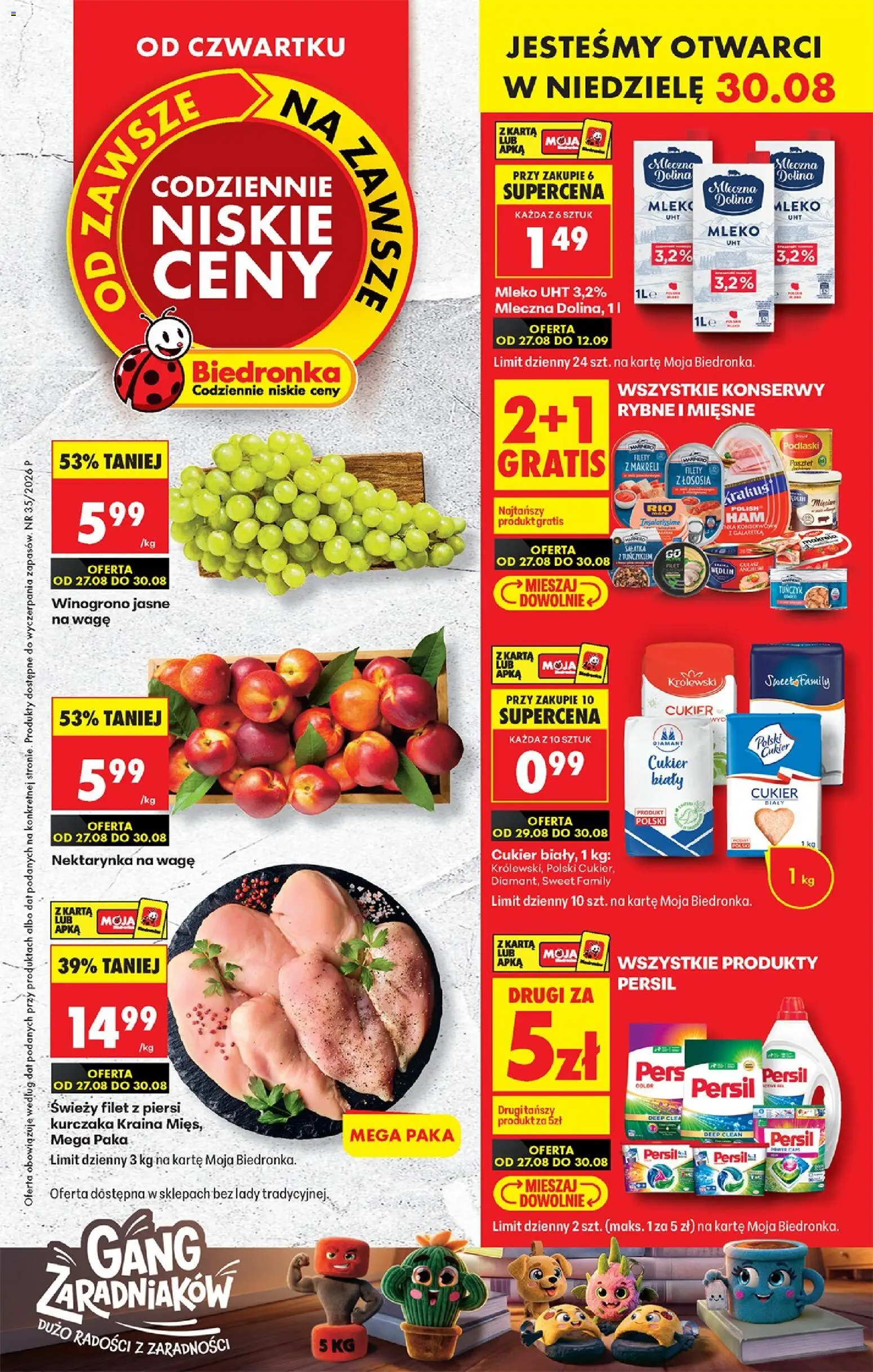 Biedronka Polsko leták - Codziennie niskie ceny od 27.08.2026 | Strana: 1 | Produkty: Mléko, Filet, Persil