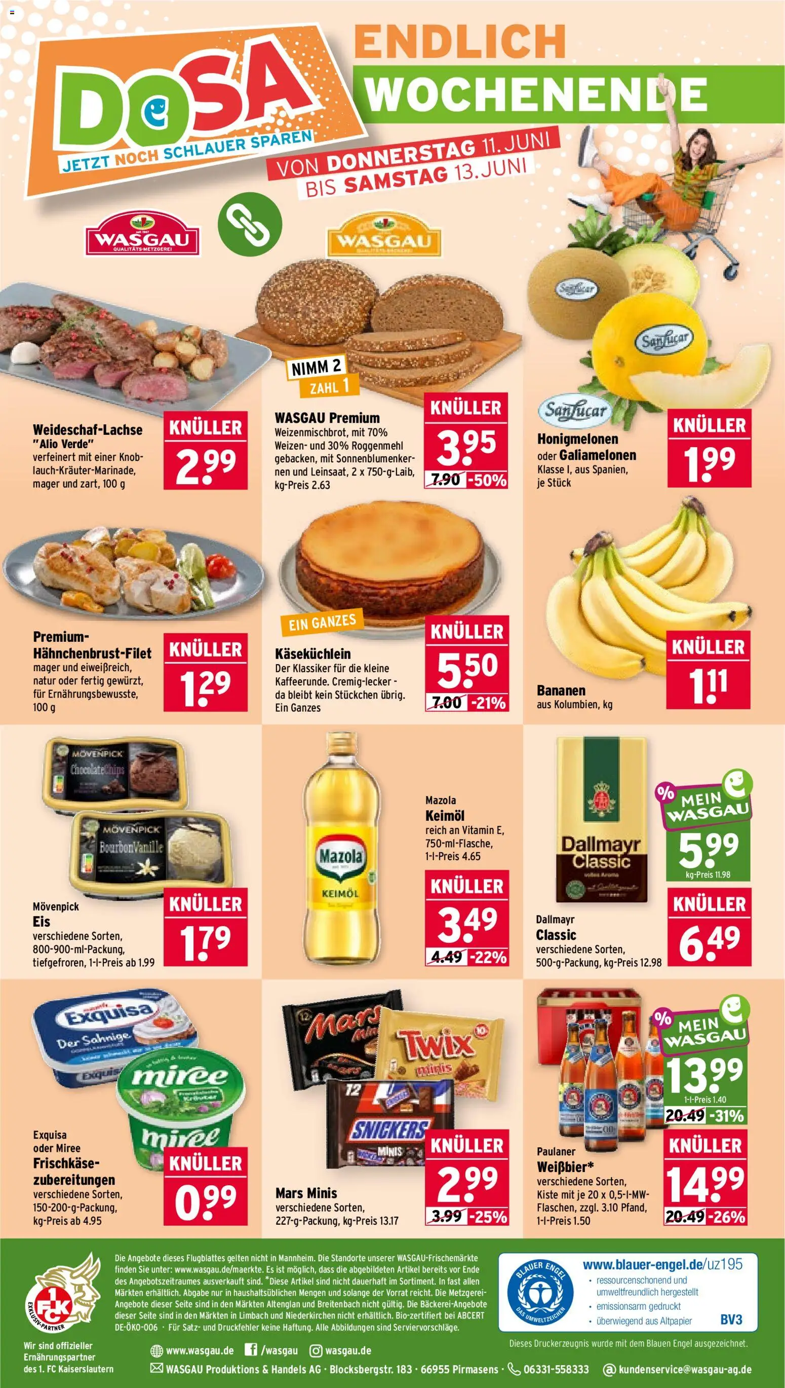 Wasgau Prospekt – gültig ab 08.06.2026 | Seite: 26 | Produkte: Snickers, Dallmayr, Bourbon, Paulaner