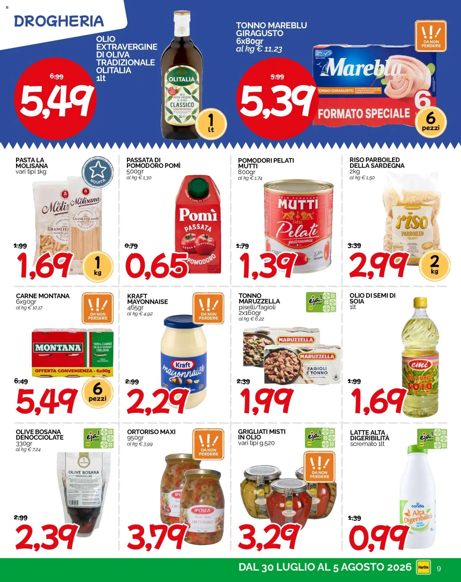 Volantino HarDis del 30/07/2026 | Pagina: 9 | Prodotti: Riso, Fagioli, Pasta, Passata di pomodoro
