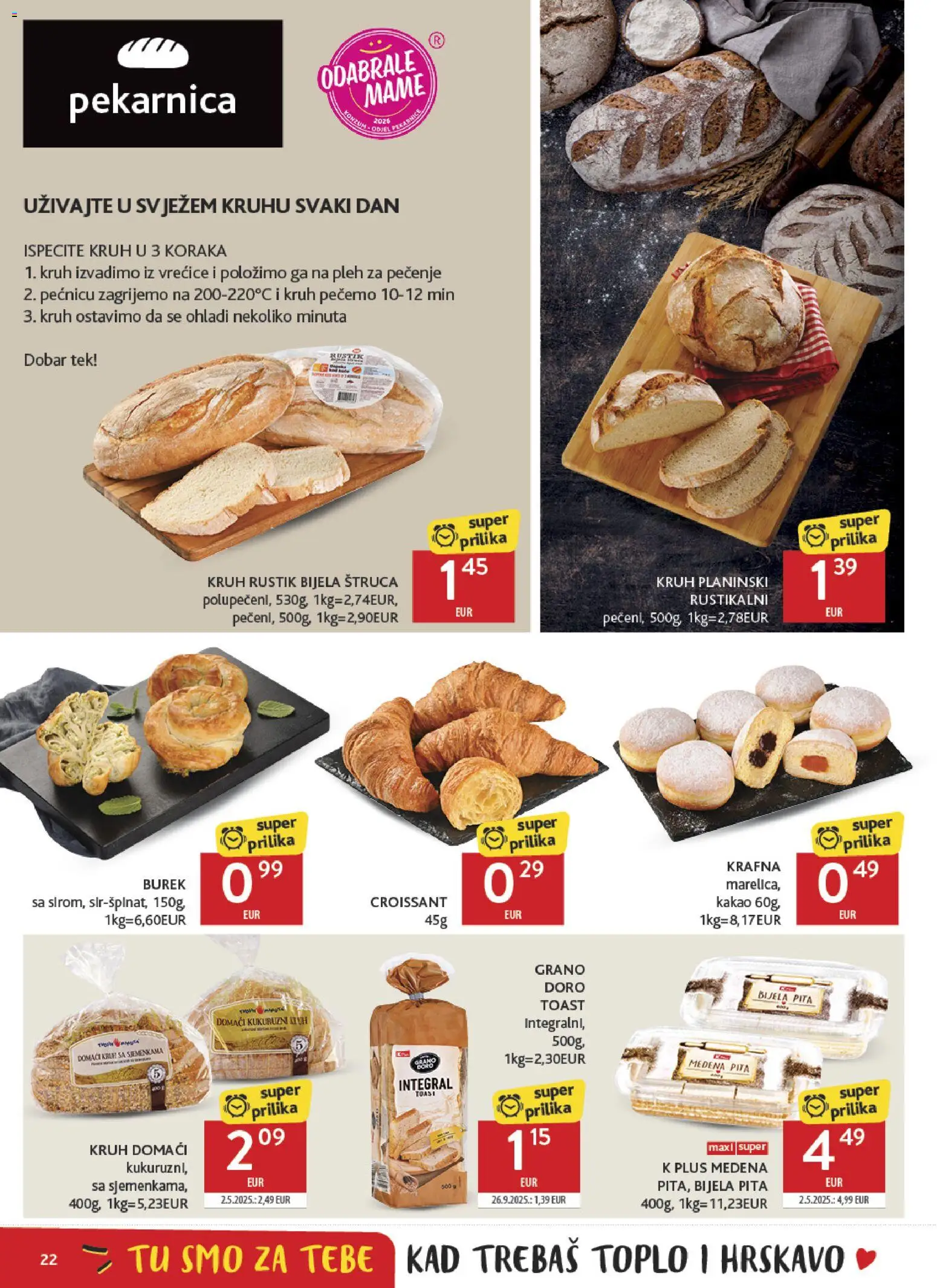 Konzum katalog | vrijedi od 20.05.2026 | Stranica: 22 | Proizvodi: Toast, Pita, Burek, Kakao