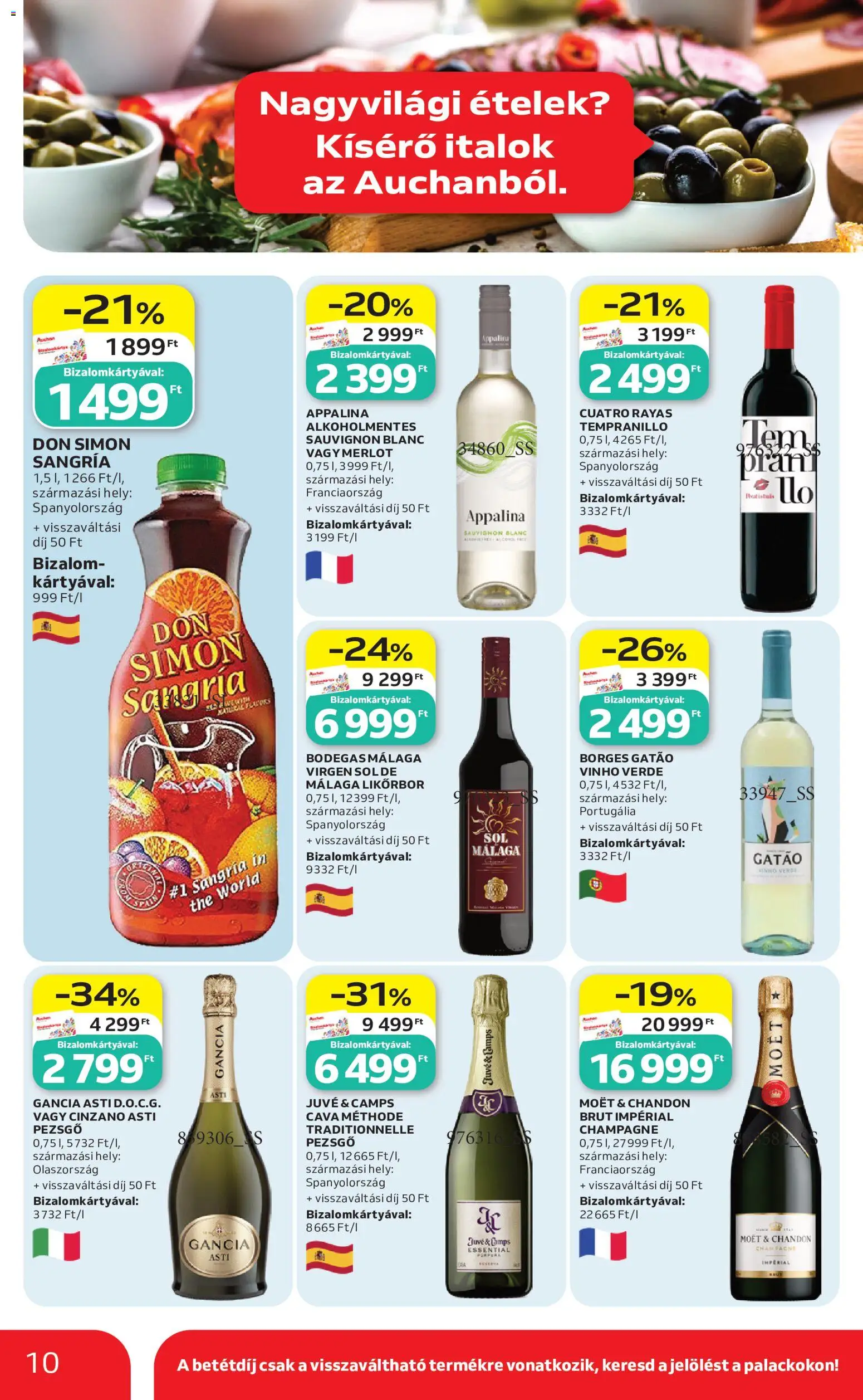 Auchan akciós ujság - amely érvényes a következő dátumtól: 2026.07.30. | Oldal: 10 | Termékek: Sangria, Pezsgő