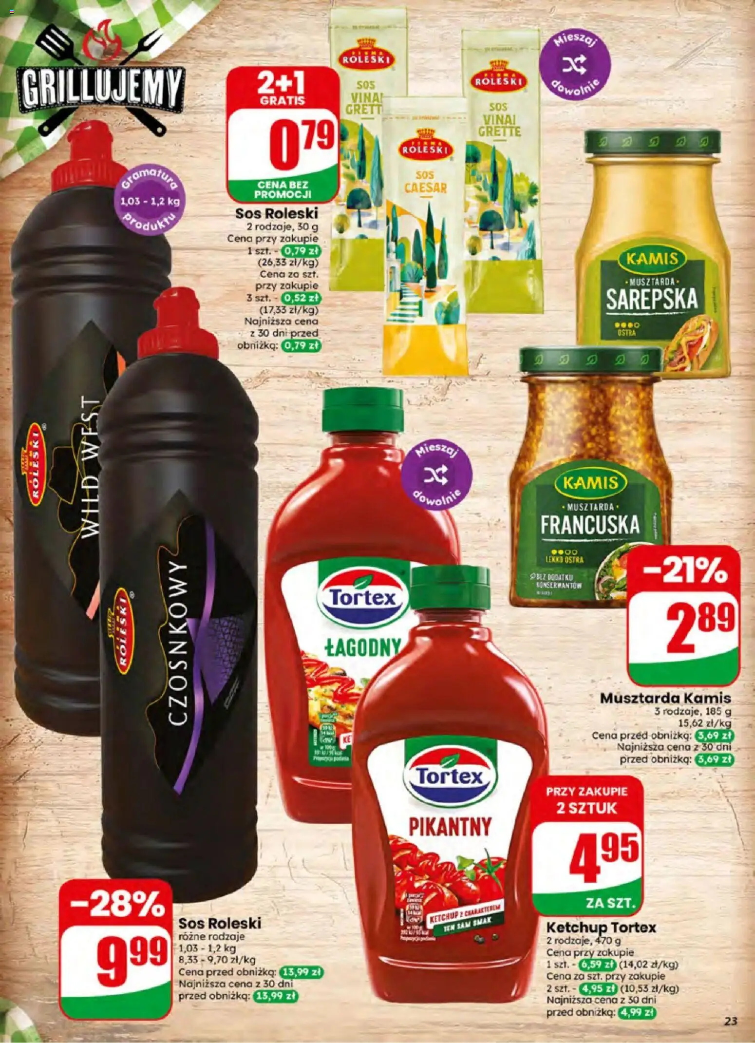 Dino gazetka od 01.07.2026 | Strona: 23 | Produkty: Ketchup, Ketchup tortex, Musztarda, Sos