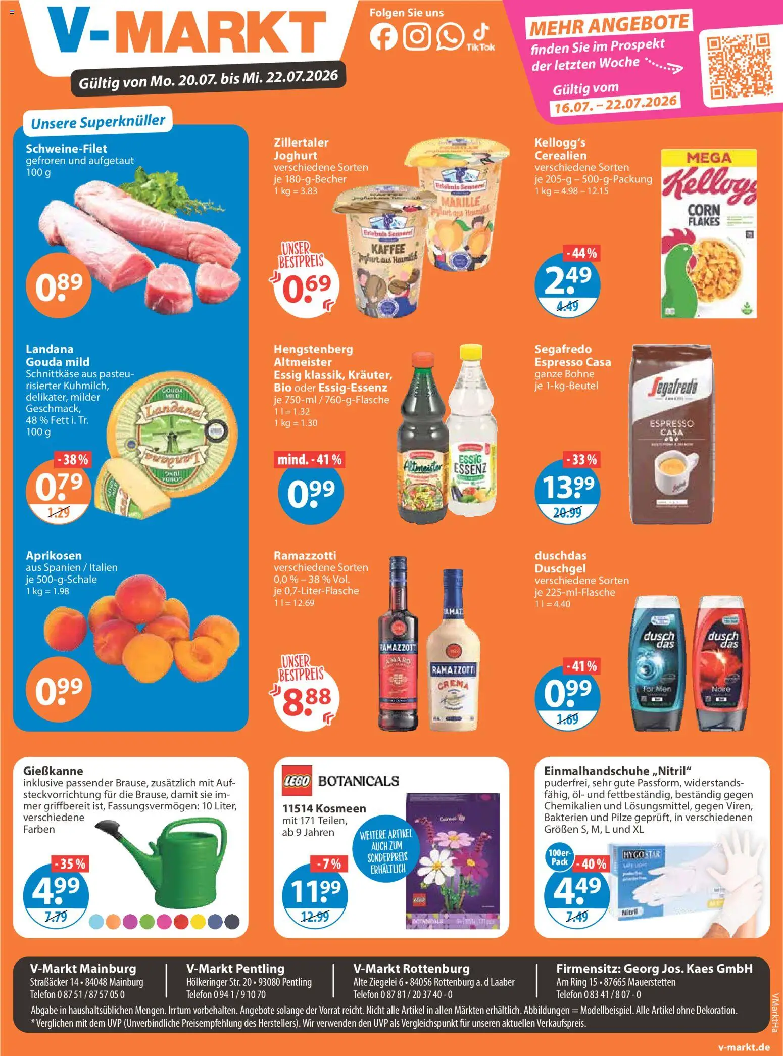 V-Markt Angebote – gültig ab 16.07.2026 | Seite: 19 | Produkte: Öl, Essig, Kellogg's, Segafredo