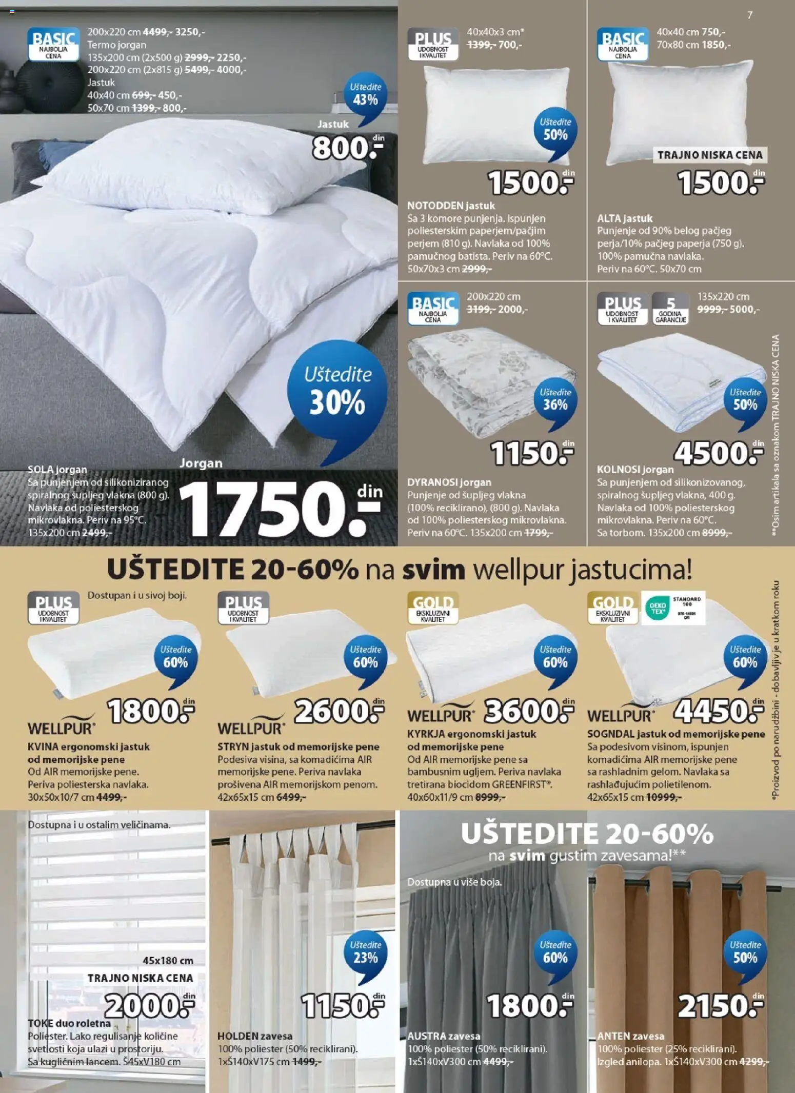 Jysk katalog - važi od 20.05.2026 | Strana: 7 | Proizvode: Jastuk, Jorgan, Roletna, Zavesa