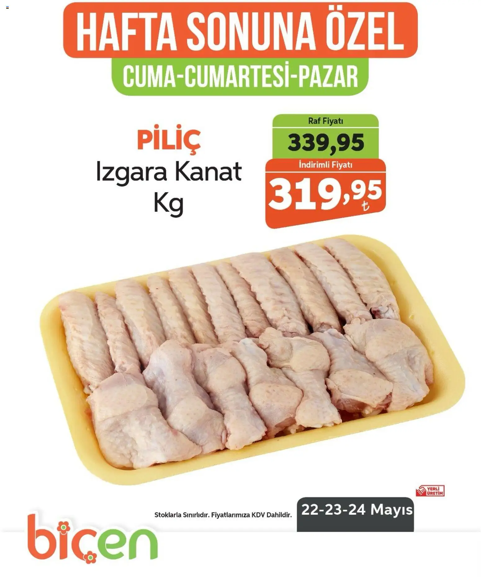 Biçen Market - Hafta Sonuna Özel - Piliç - 22.05.2026 tarihinden itibaren geçerlidir | Sayfa: 5 | Ürünler: Raf, Piliç, Izgara