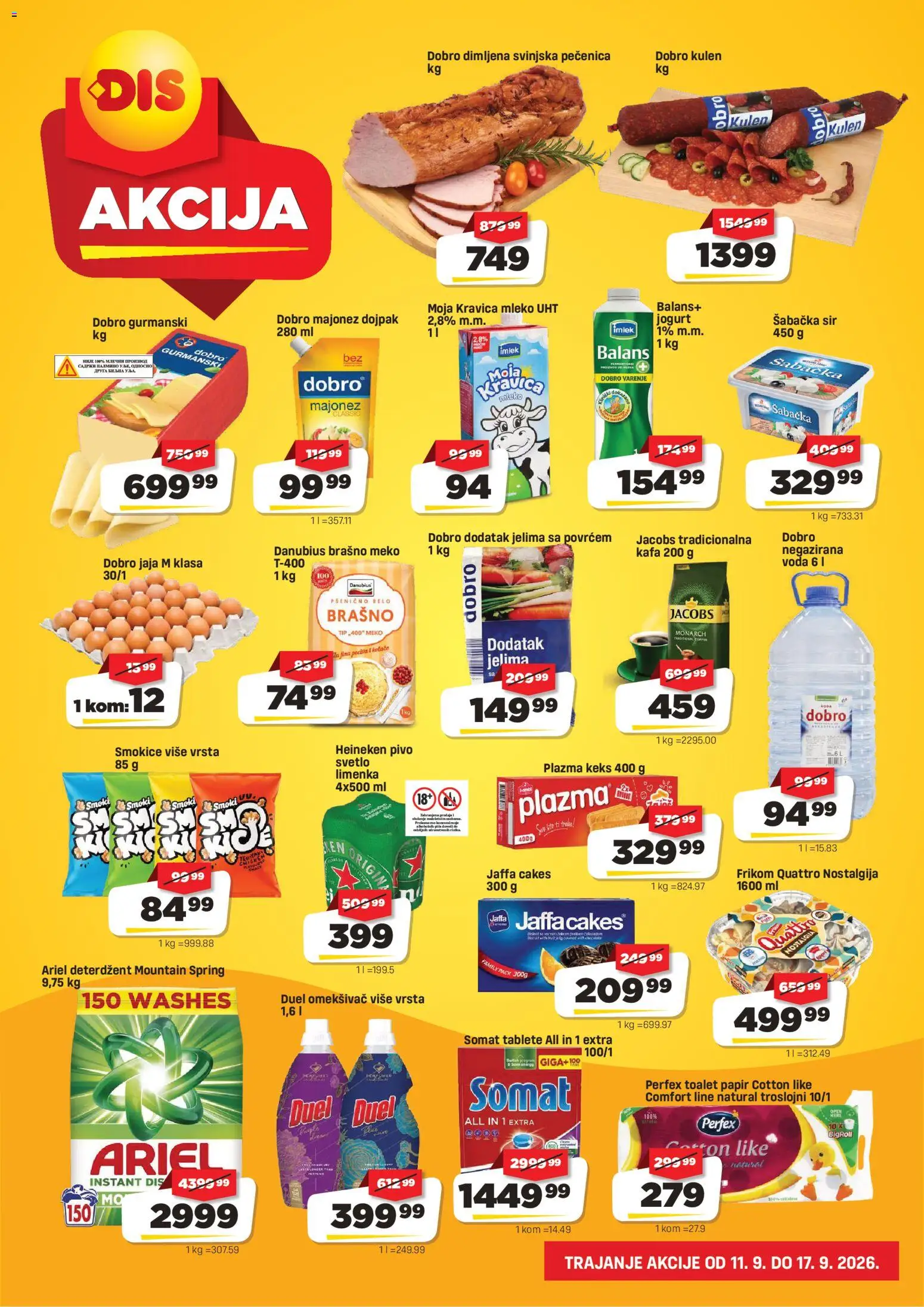 Super DIS katalog - važi od 11.09.2026 | Strana: 2 | Proizvode: Ariel, Heineken, Brašno, Mleko