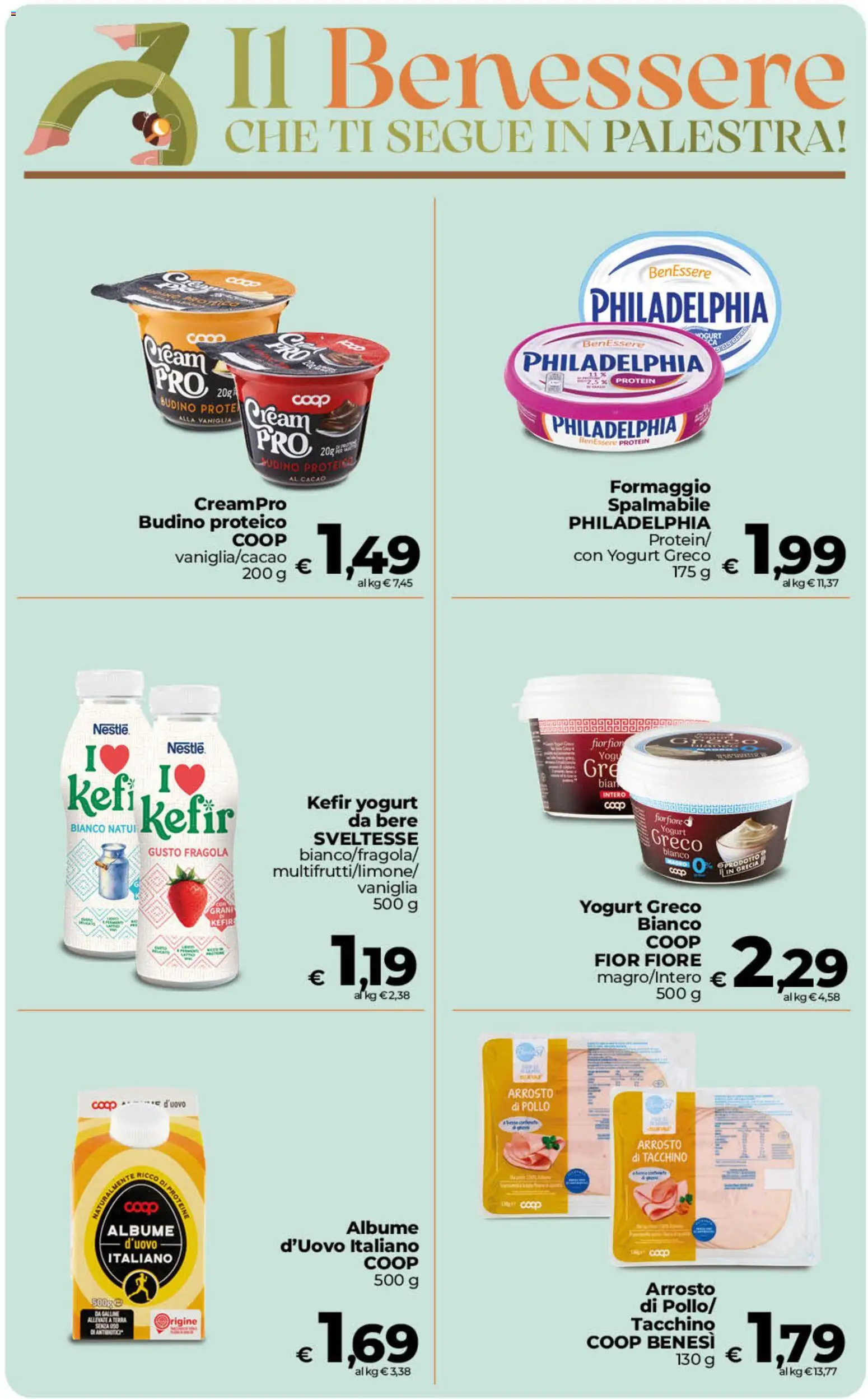 Volantino Ipercoop del 22/09/2026 | Pagina: 10 | Prodotti: Yogurt, Cacao, Budino proteico, Pollo arrosto