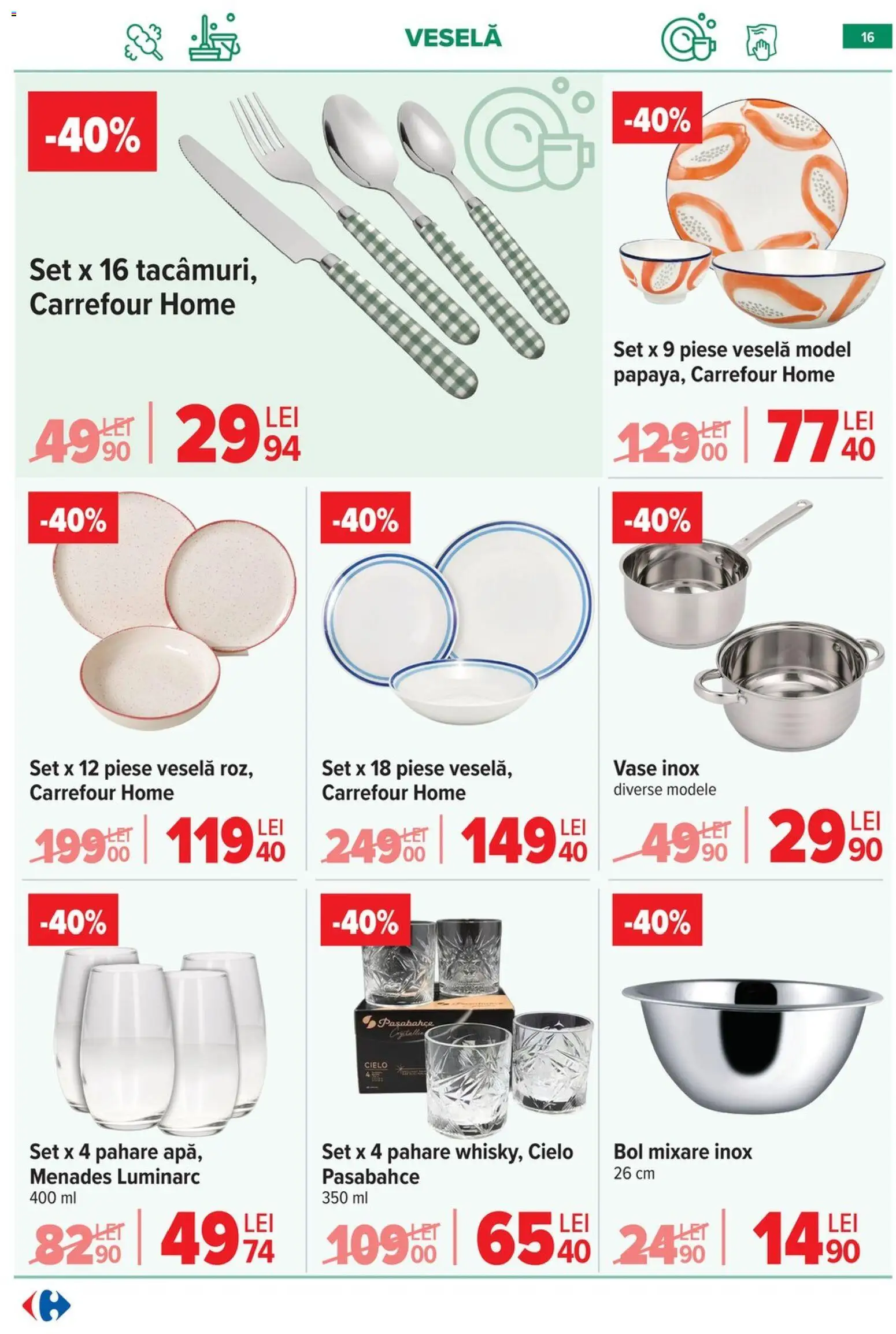 Noul catalog Carrefour – valabil de la 20.05.2026 | Pagină: 15 | Produse: Pahare, Bol