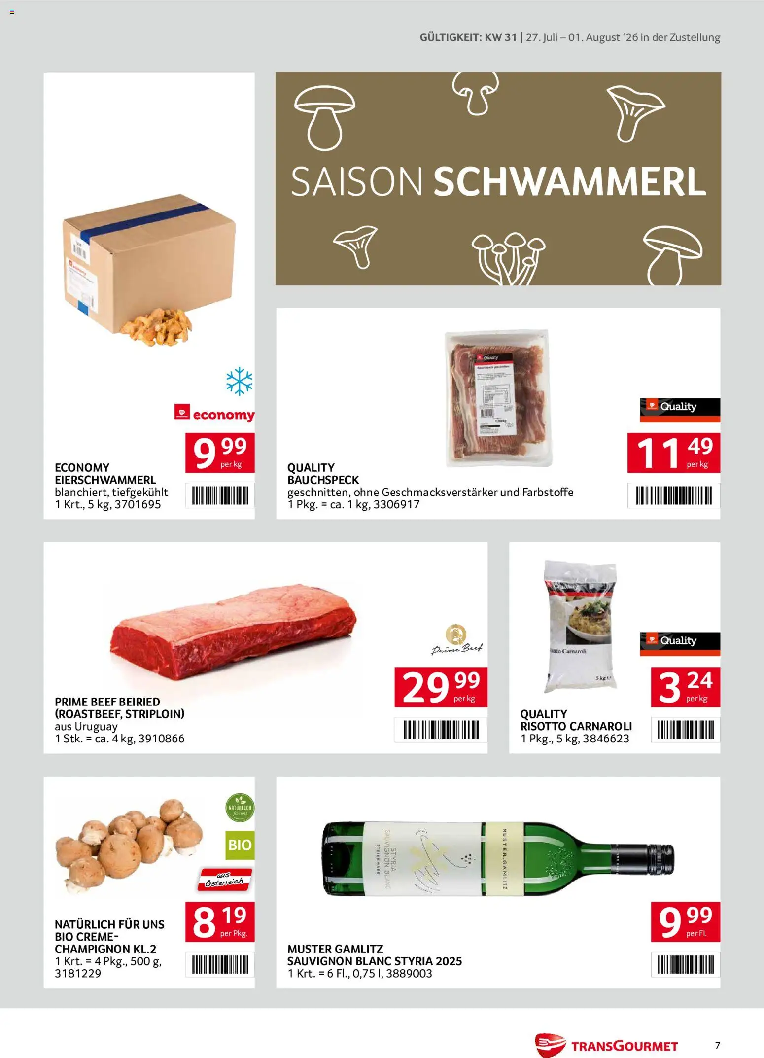 Transgourmet Zustellaktion gültig ab 27.07.2026 | Seite: 7 | Produkte: Creme