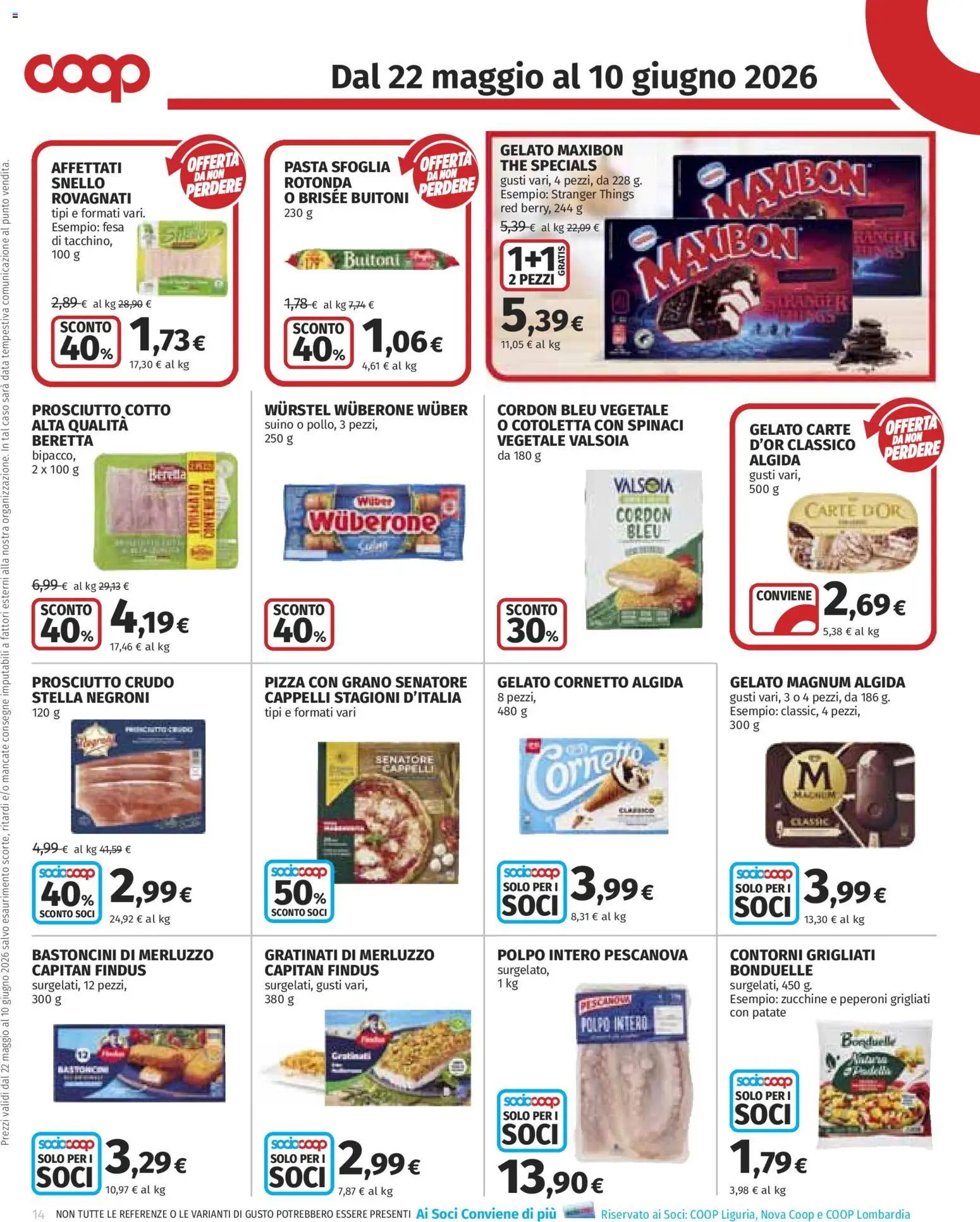 Volantino COOP del 22.05.2026 | Pagina: 14 | Prodotti: Prosciutto Cotto, Pizza, Patate, Prosciutto