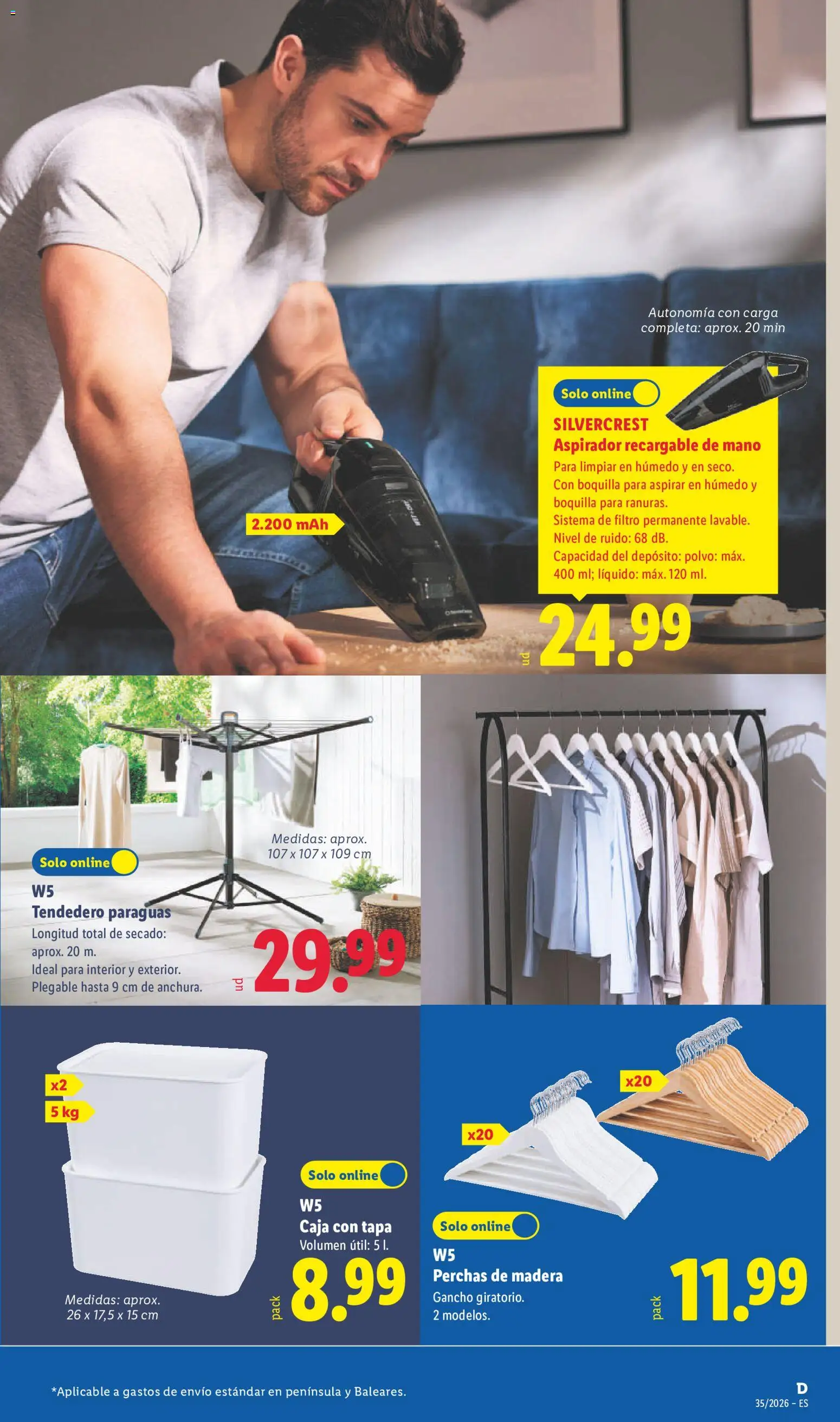 Lidl folleto de bazar │ válido desde el 24/08/2026 | Página: 3 | Productos: Polvo, Tendedero, Aspirador, Caja