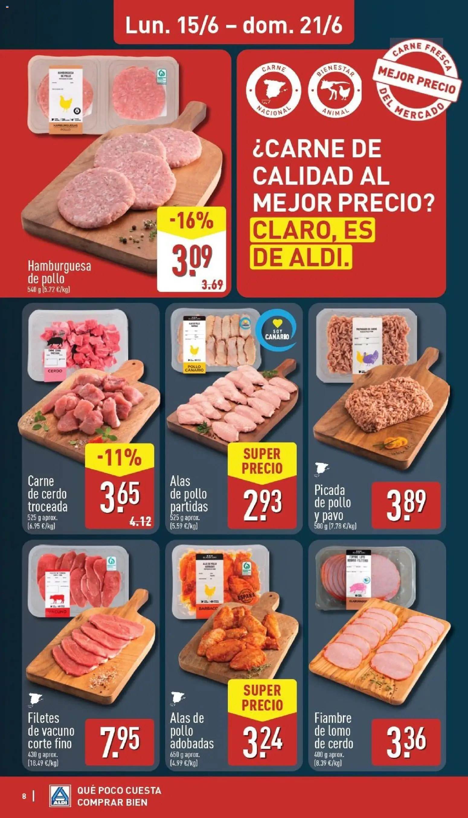 Aldi folleto Canarias │ válido desde el 15.06.2026 | Página: 8 | Productos: Cerdo, Σοκολατούχο γάλα