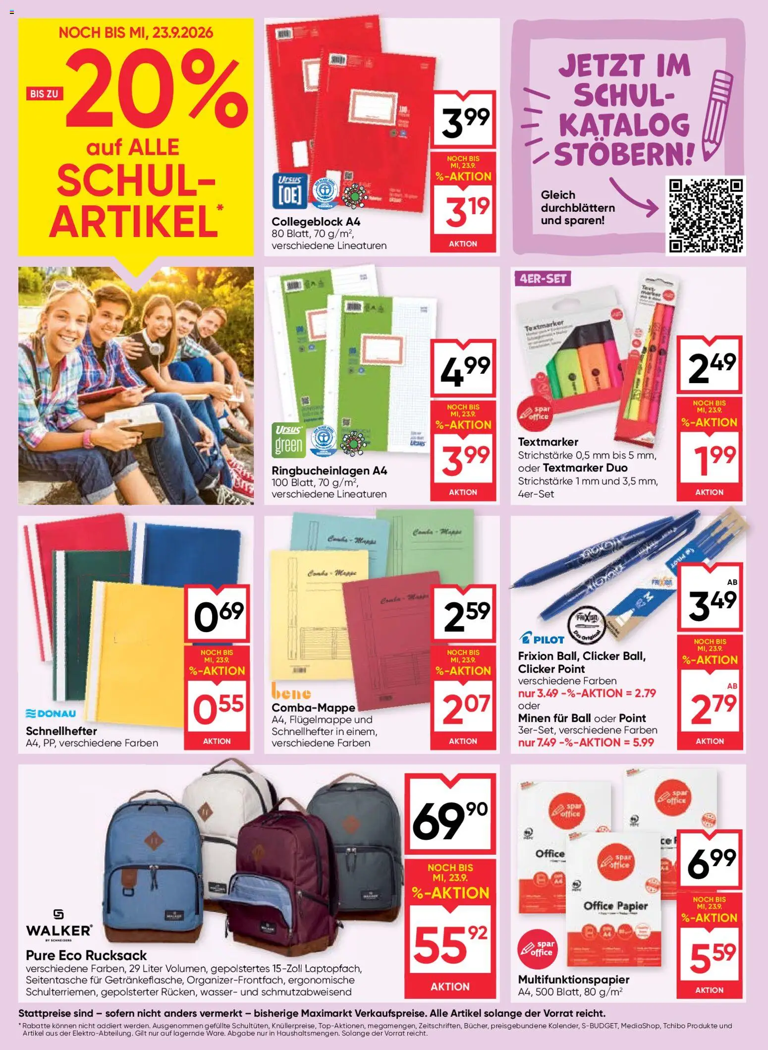 Maximarkt Flugblatt gültig ab 17.09.2026 | Seite: 20 | Produkte: Wasser, Rucksack