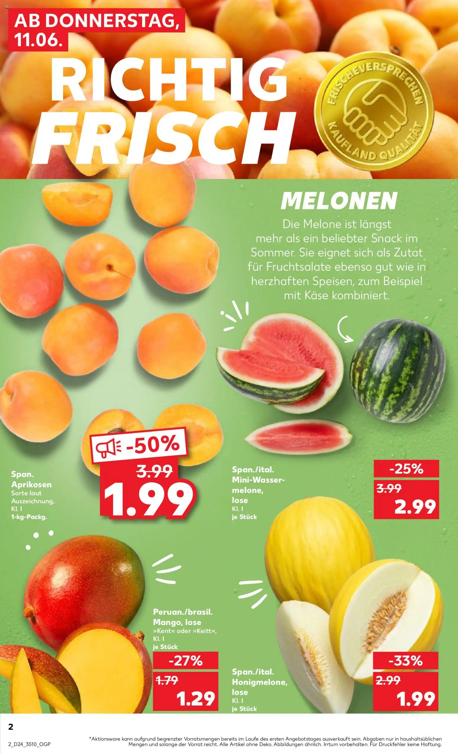 Kaufland Prospekt Leipzig – gültig ab 11.06.2026 | Seite: 2 | Produkte: Käse, Mango, Melone