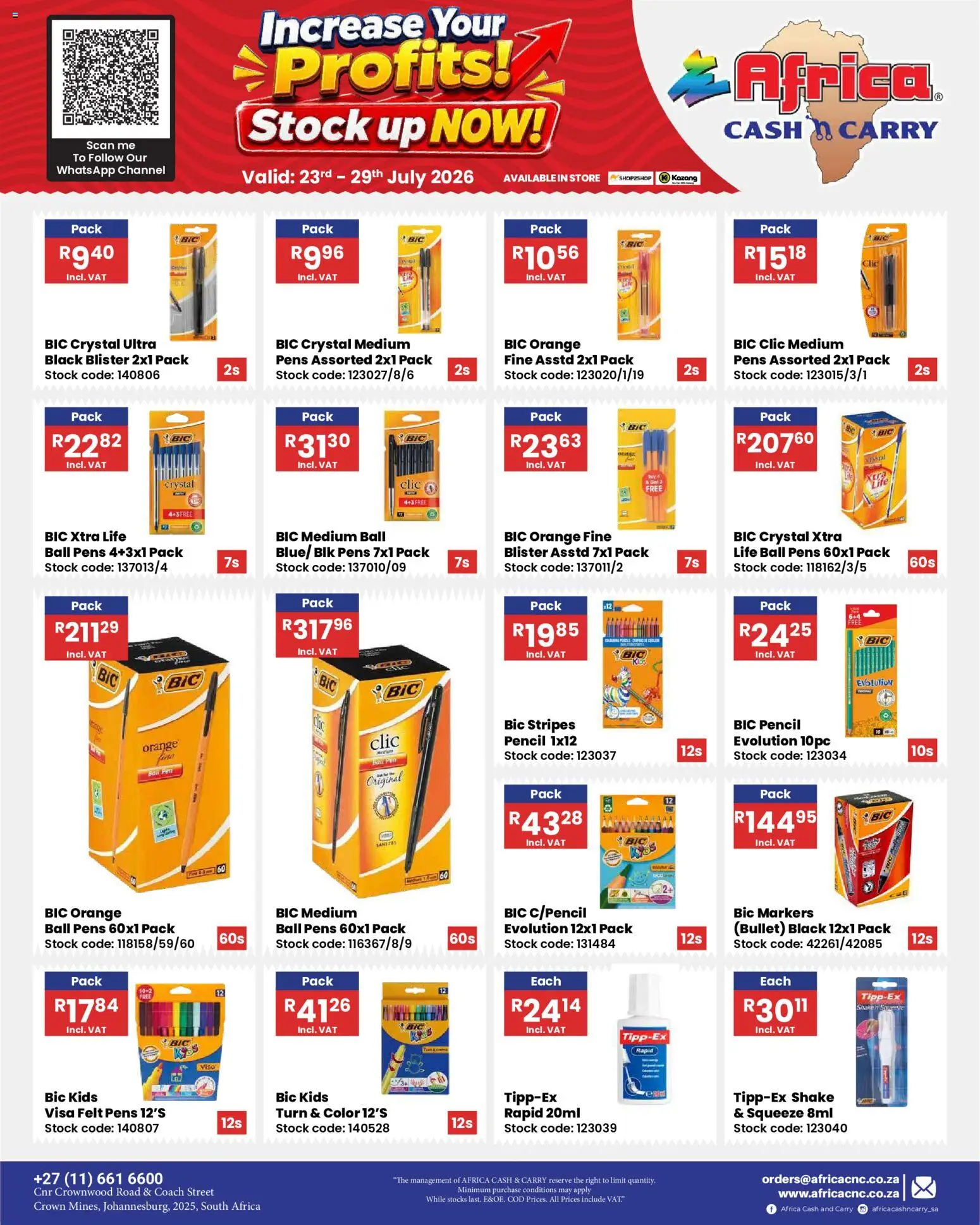 New Africa Cash & Carry catalogue – valid from 23/07/2026 | Page: 63 | Products: Pencil, Pen, Stock