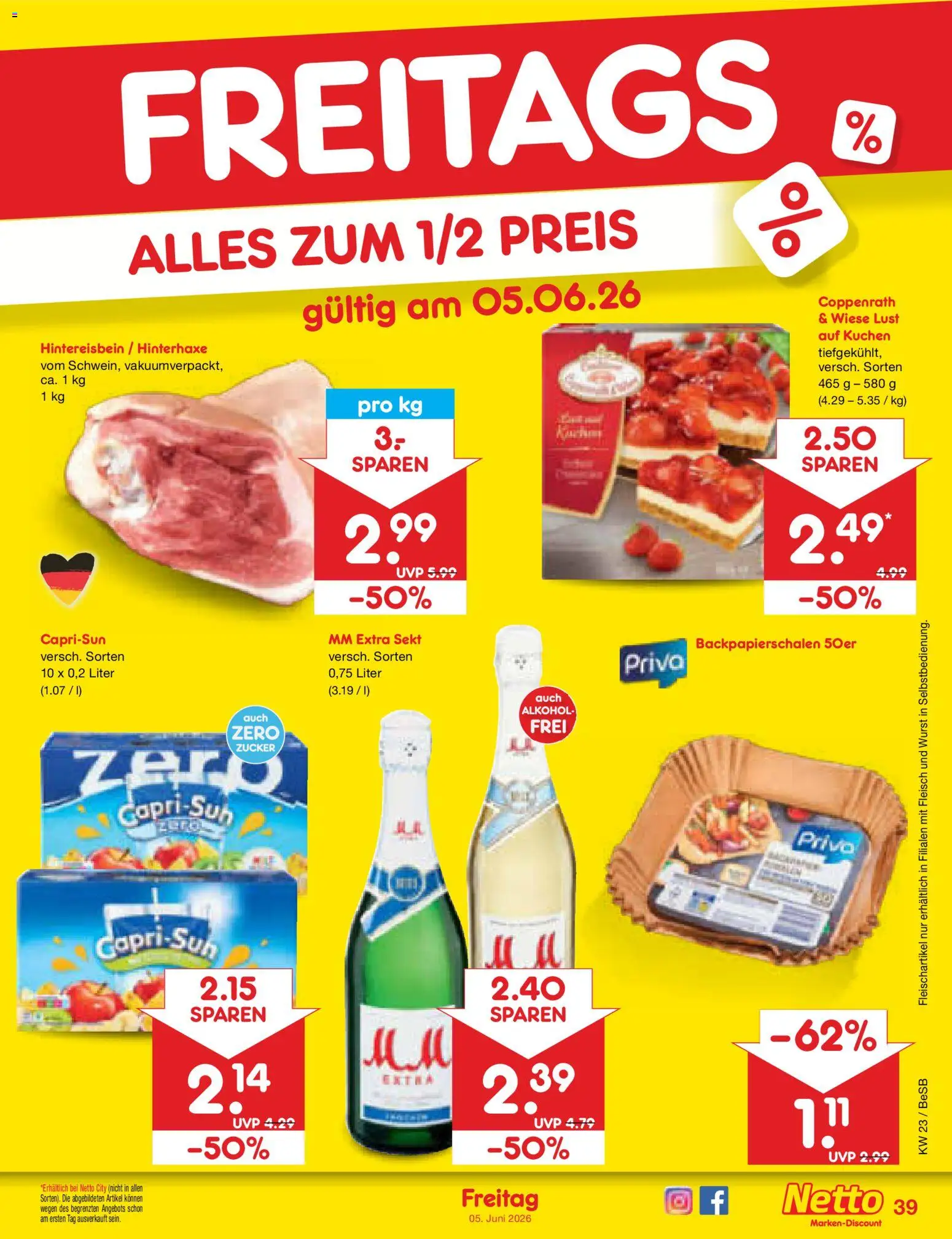 Netto Marken-Discount Prospekt – gültig ab 01.06.2026 | Seite: 55 | Produkte: Capri sun, Sekt, Kuchen, Fleisch
