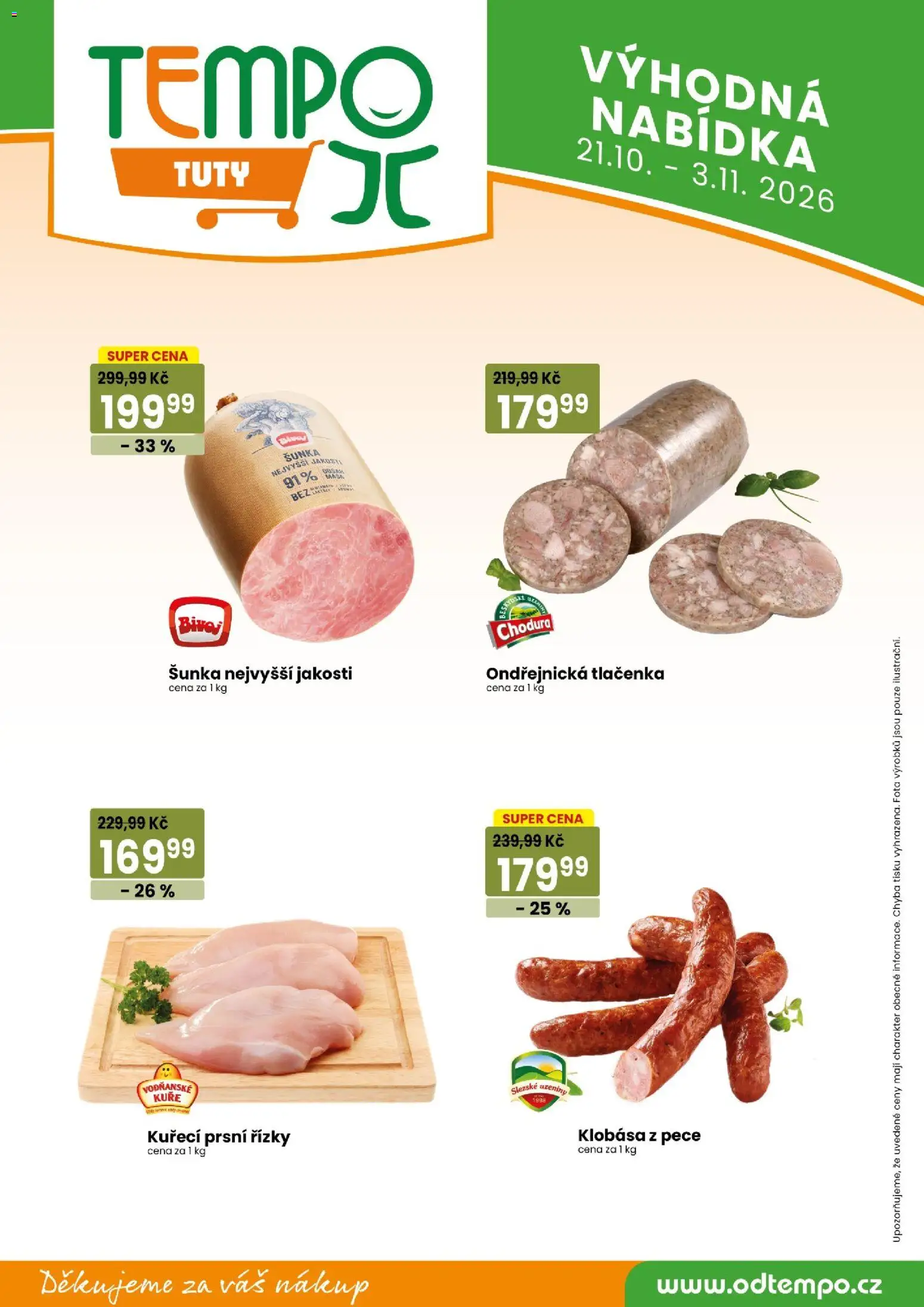 TEMPO leták - market od 21.10.2026 | Strana: 9 | Produkty: Šunka, Prsní řízky, Uzeniny, Tlačenka